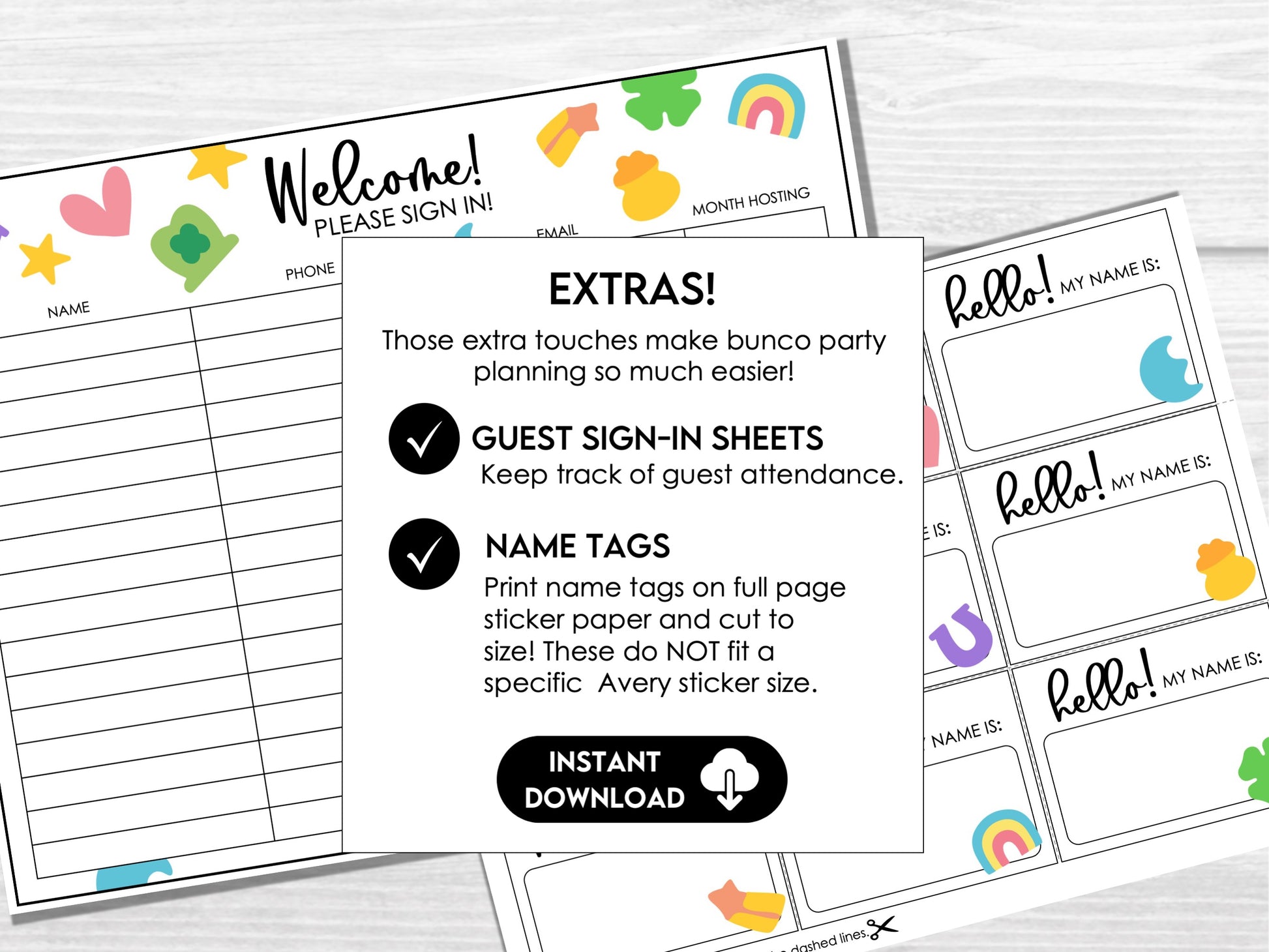 March Bunco Score Sheets - Lucky Theme with Tally Sheets - Bunco Invitation