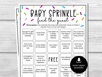 Baby Sprinkle Find the Guest Party Game, Baby Shower Game, Baby Shower Printable Boy or Girl
