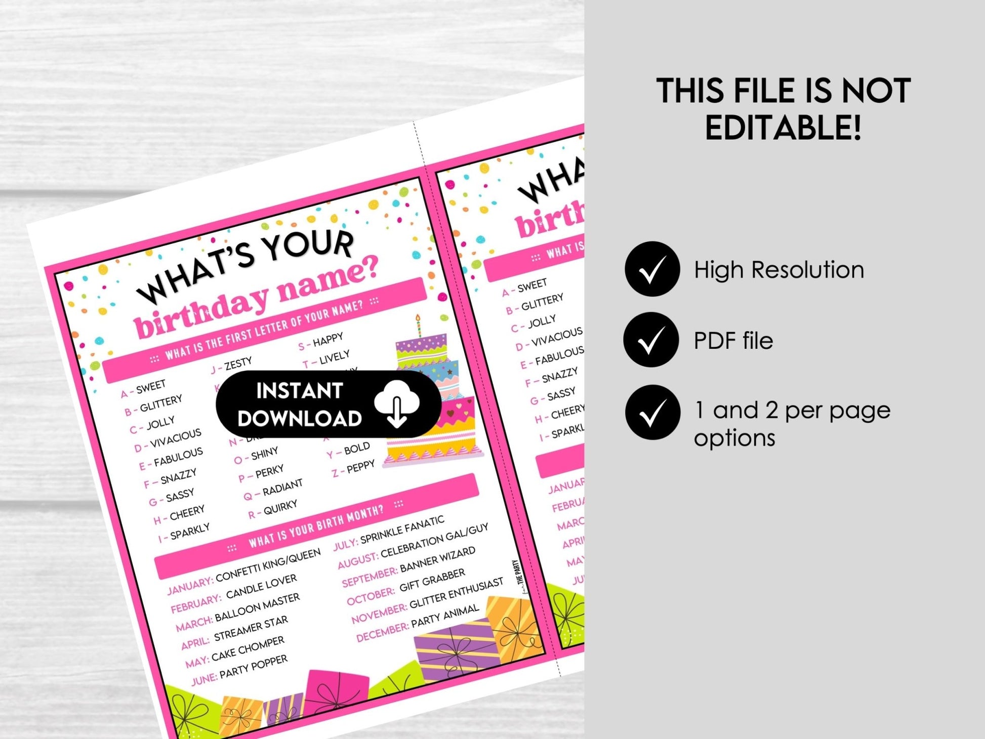 Birthday Name Game, Printable IceBreaker Birthday Game for Kids and Adults