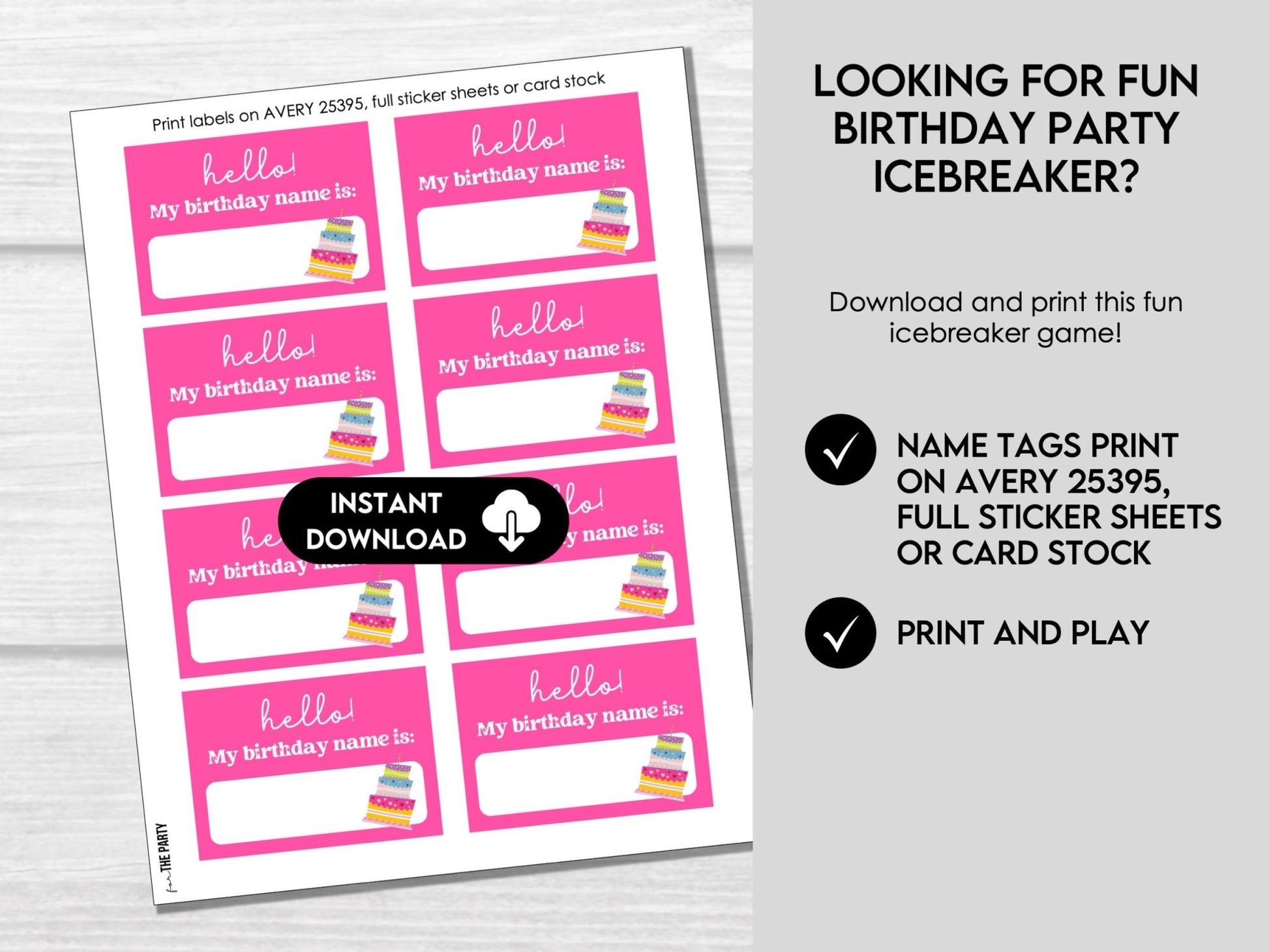 Birthday Name Game, Printable IceBreaker Birthday Game for Kids and Adults