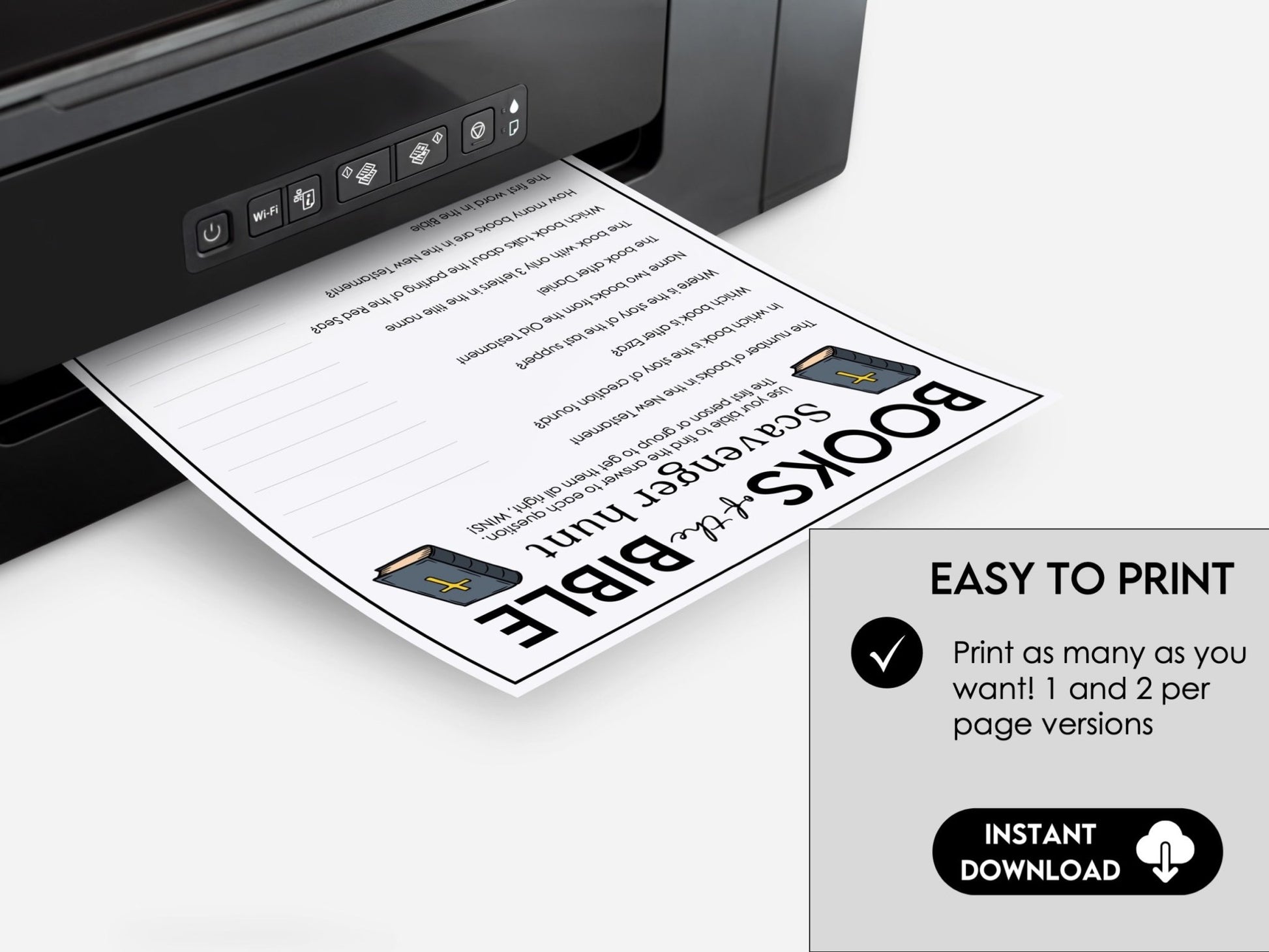 Books of the Bible Scavenger Hunt Game, Printable Church Group Activity, Sunday School Game
