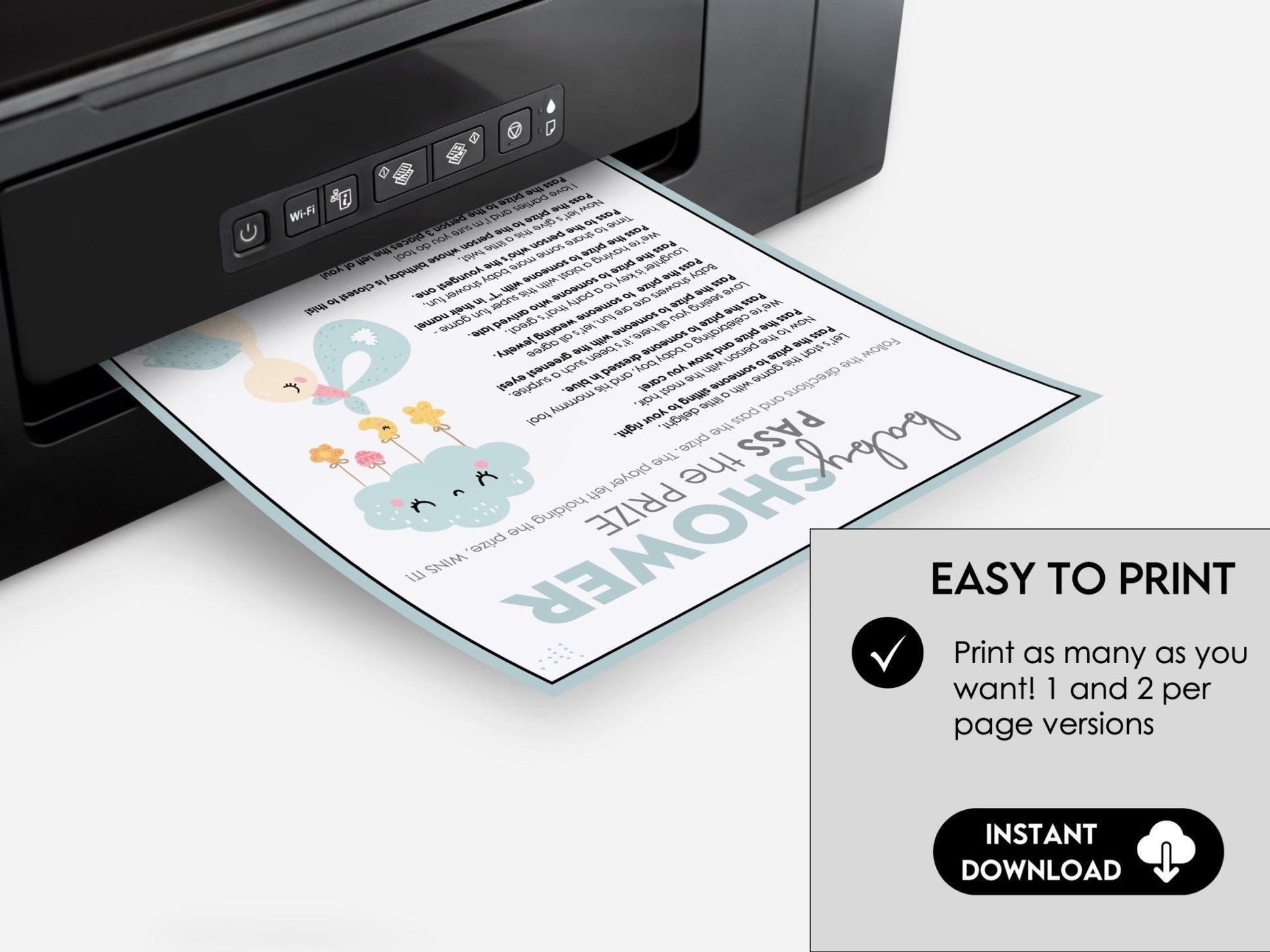 Boy Baby Shower Pass the Prize | Printable Party Game