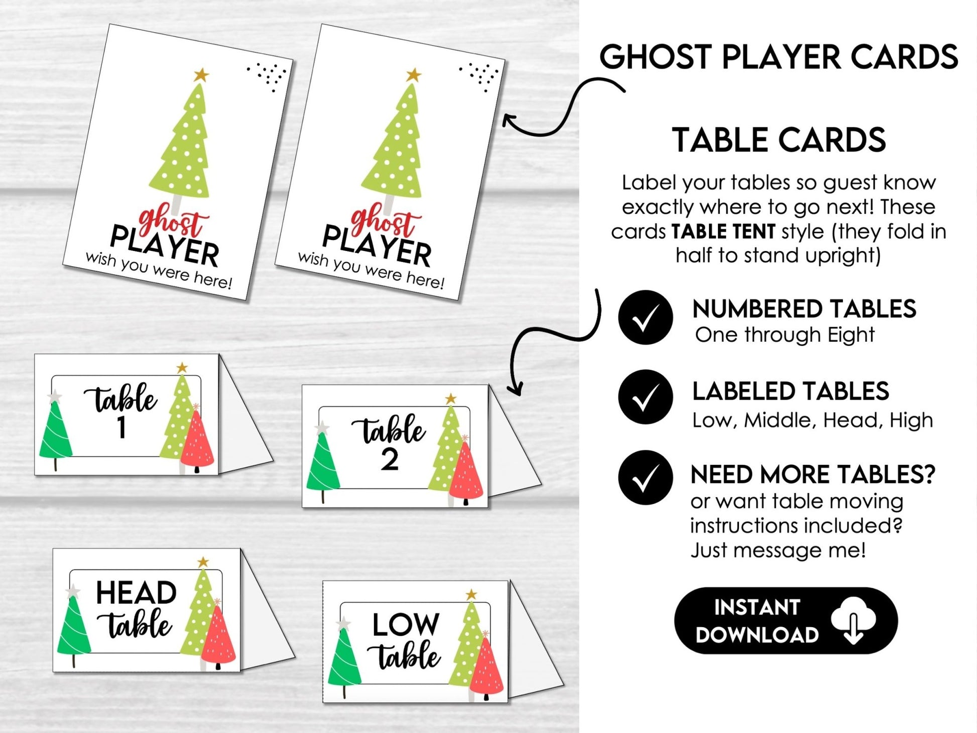 Christmas Tree Bunco Score Sheets Bundle - Score Cards, Tally Sheets and Table Numbers