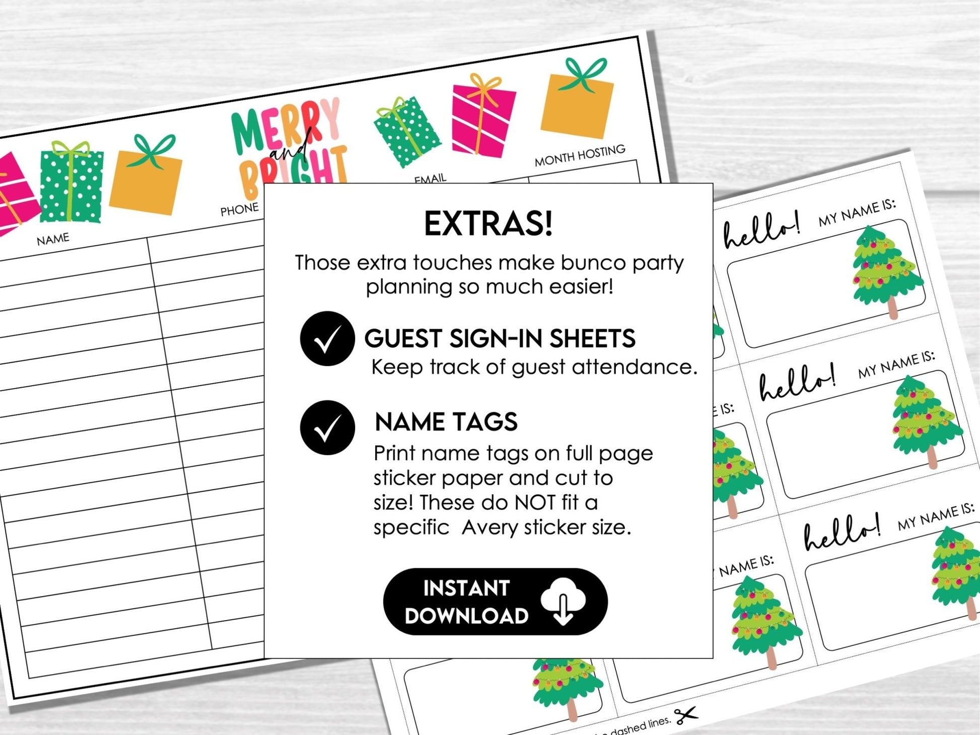 Christmas Bunco Score Cards, Bunco Party Score Sheets, Tally Sheet, Table Cards, Invitation