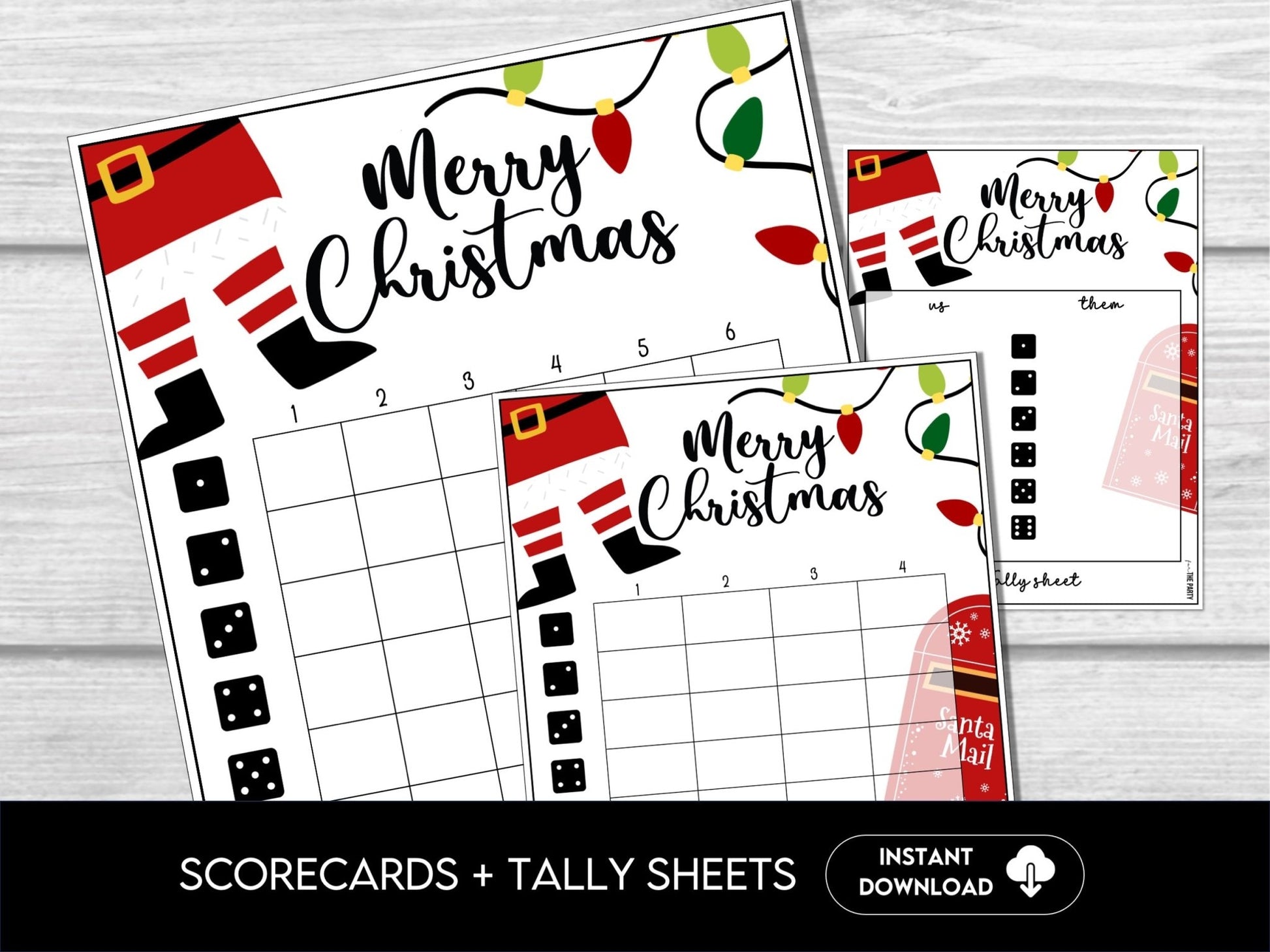 Christmas Bunco Score Sheets, Tally Sheets, Table Numbers