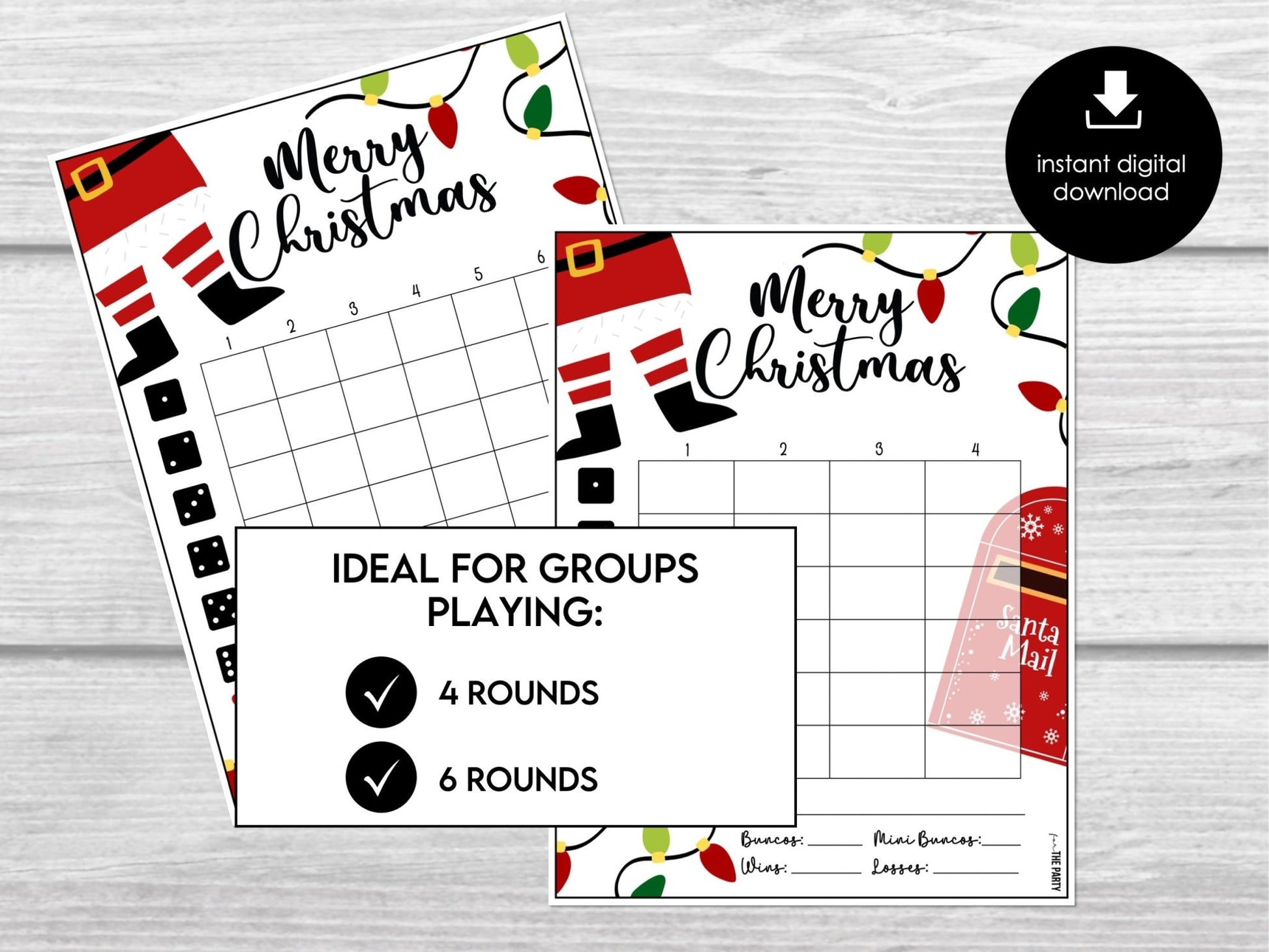 Christmas Bunco Score Sheets, Tally Sheets, Table Numbers