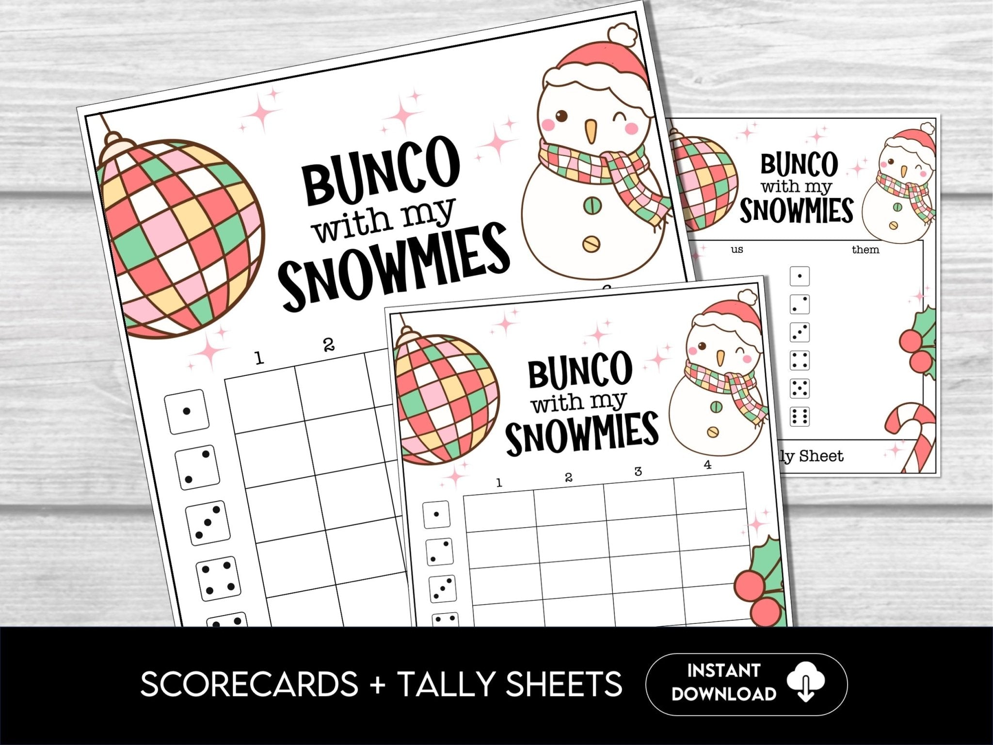 Christmas Bunco Score Sheets, January Bunco Printables, Christmas Bunco Invitation