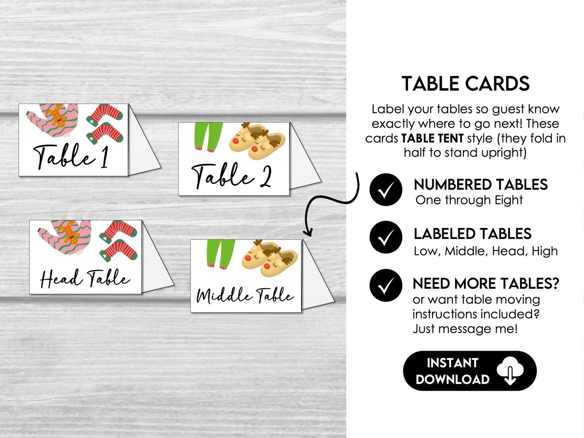 Christmas Pajama Party Bunco, Printable Bunco Score Cards, Score Card Tally Sheets,