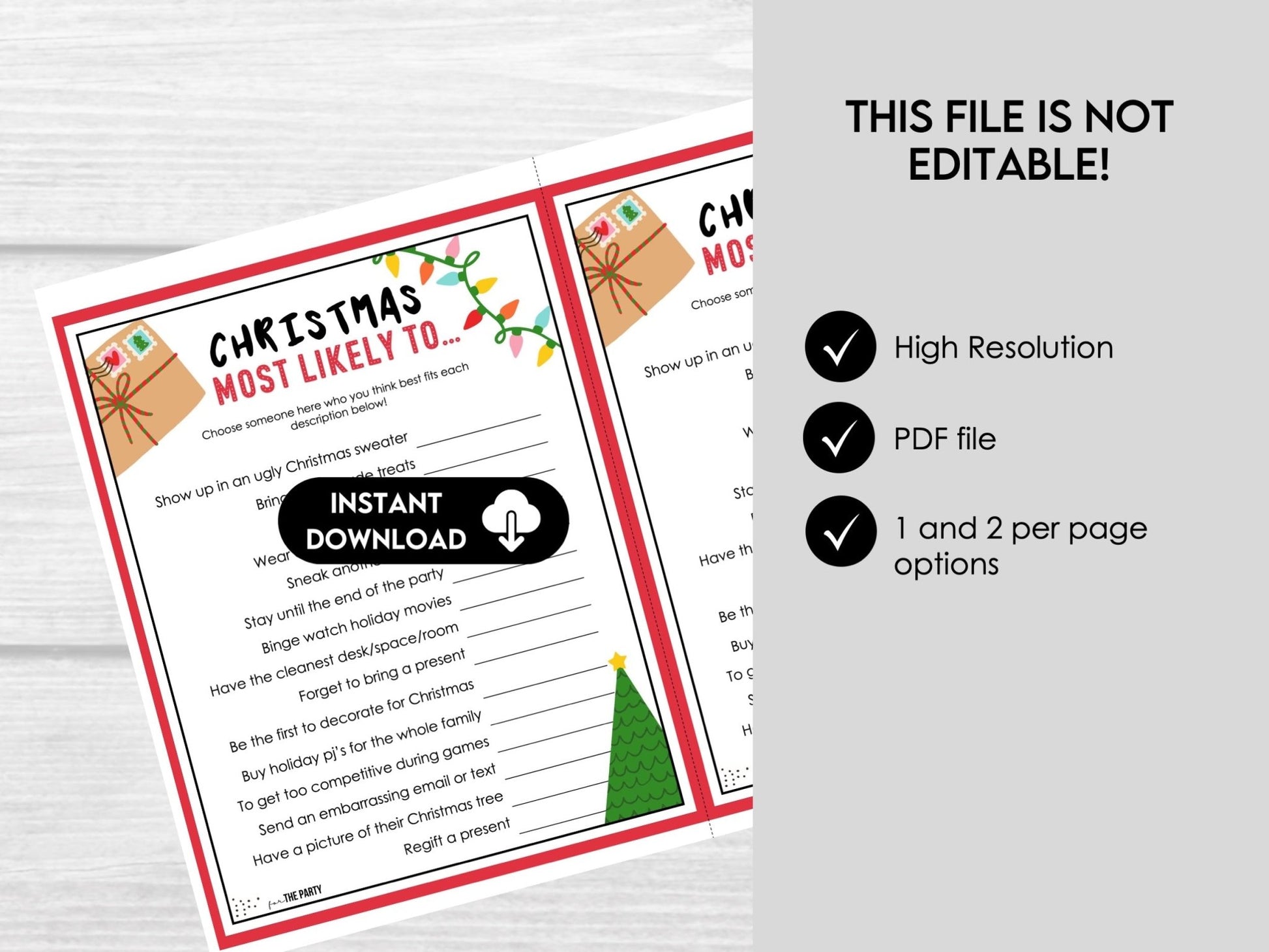 Christmas Who is Most Likely To Game, Printable Holiday Ice Breaker for Adults