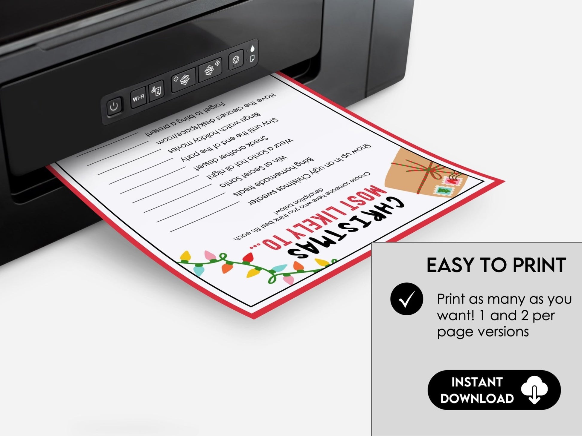 Christmas Who is Most Likely To Game, Printable Holiday Ice Breaker for Adults