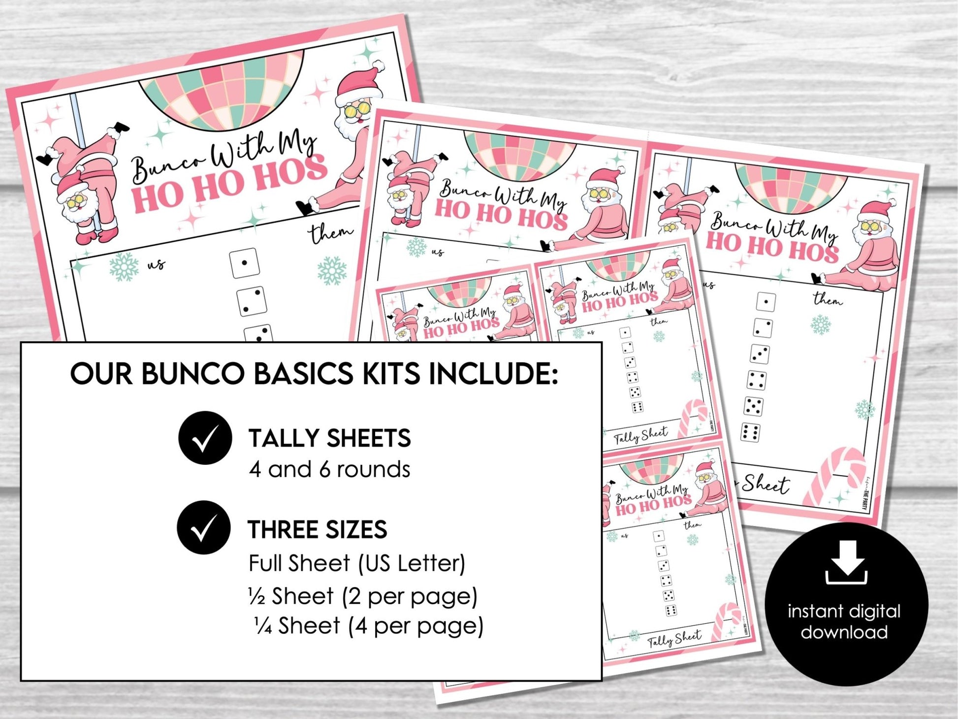 Christmas with My HO HO HOS, Bunco Score Sheets, Tally Sheets, Christmas Party Games