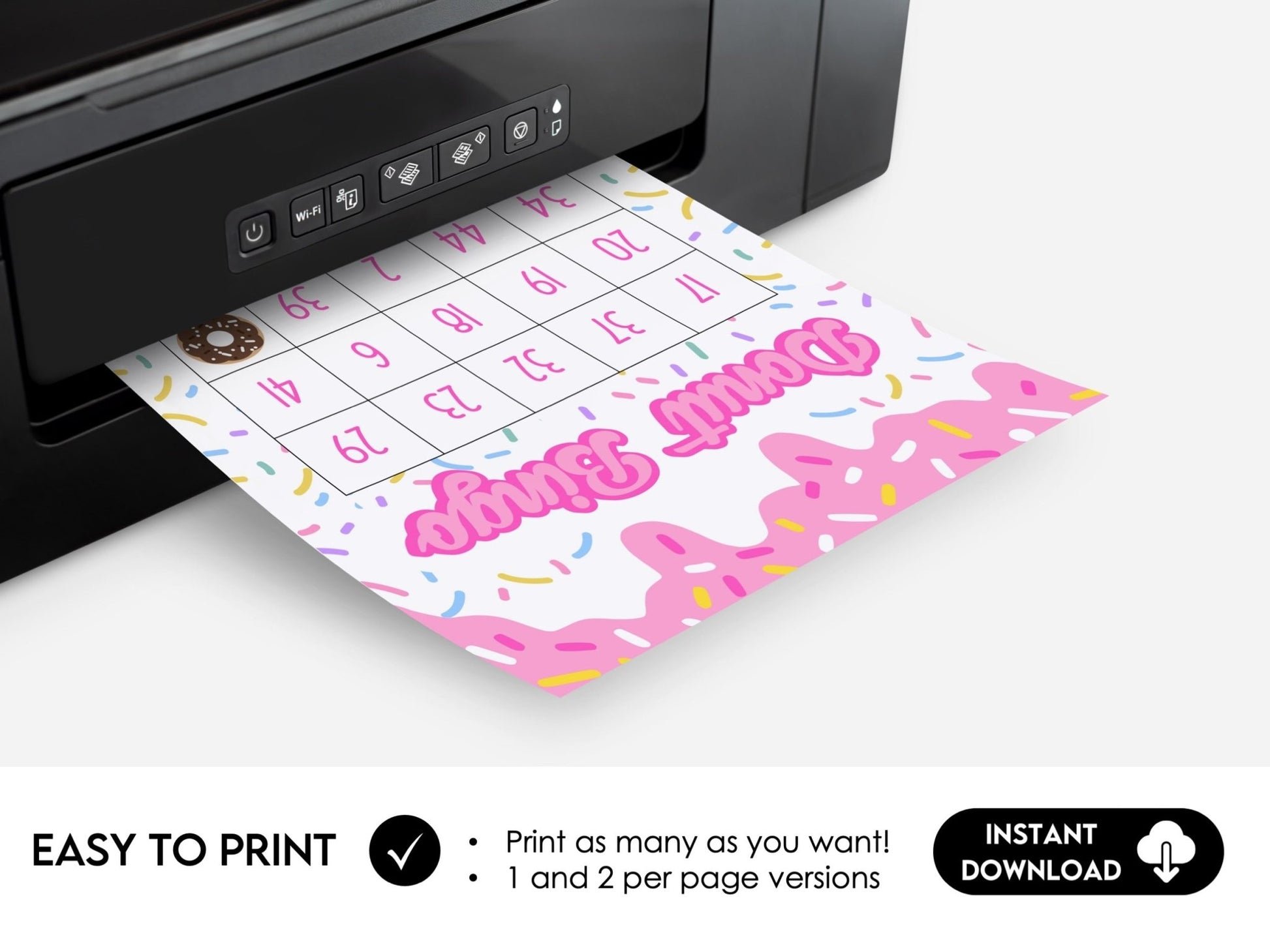 Donut Bingo Birthday Party Game - 30 Printable Bingo Cards