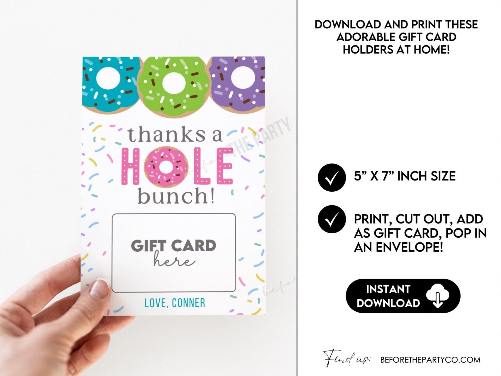 Donut Gift Card Holder – Editable 5x7 Canva Template