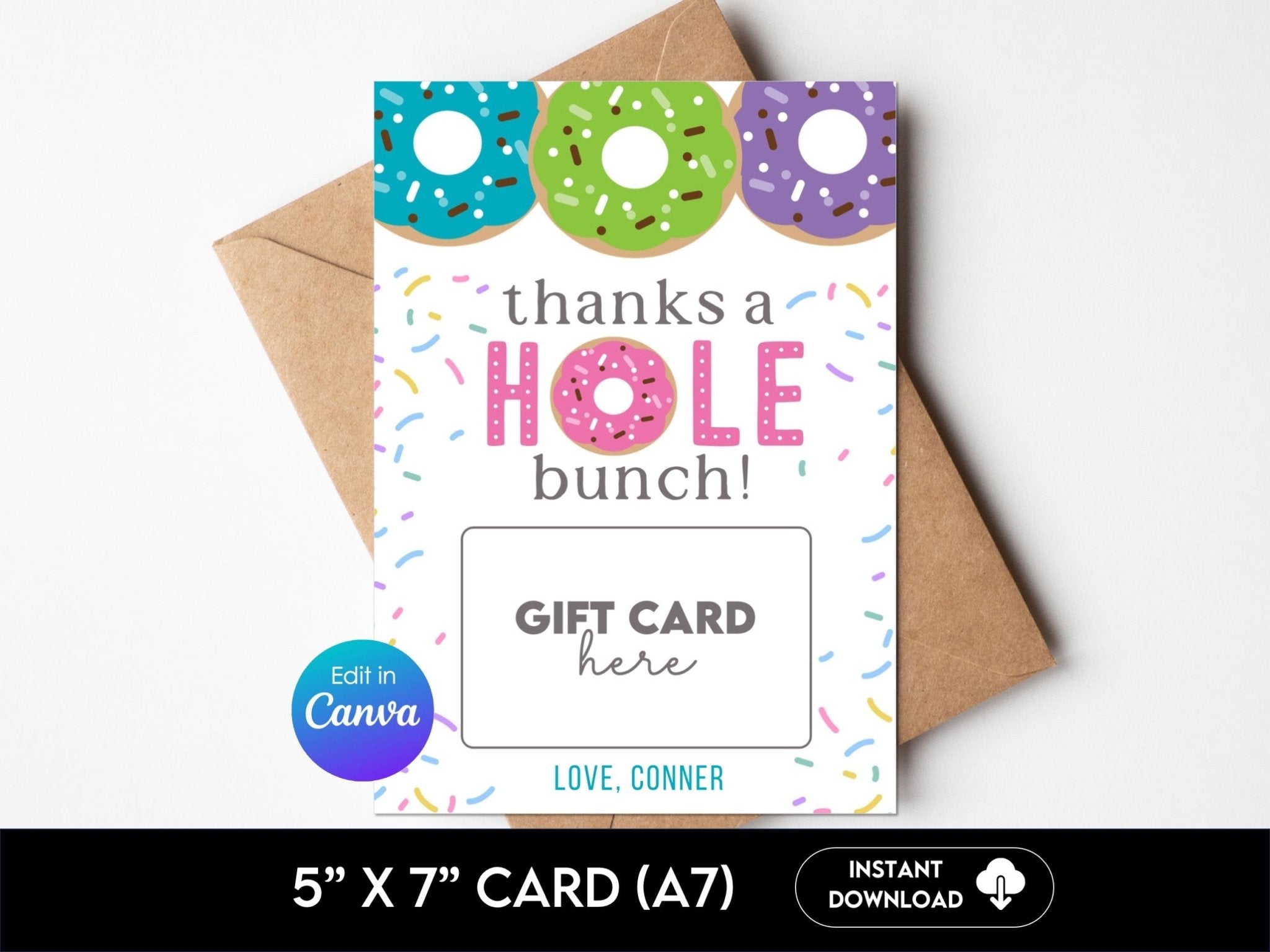Donut Gift Card Holder – Editable 5x7 Canva Template