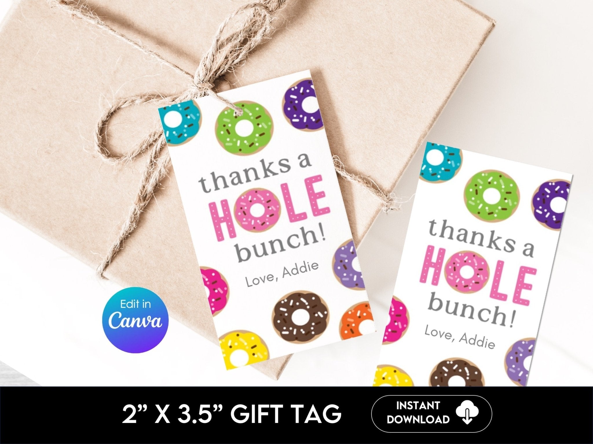 Donut Party Favor Thank You Tag