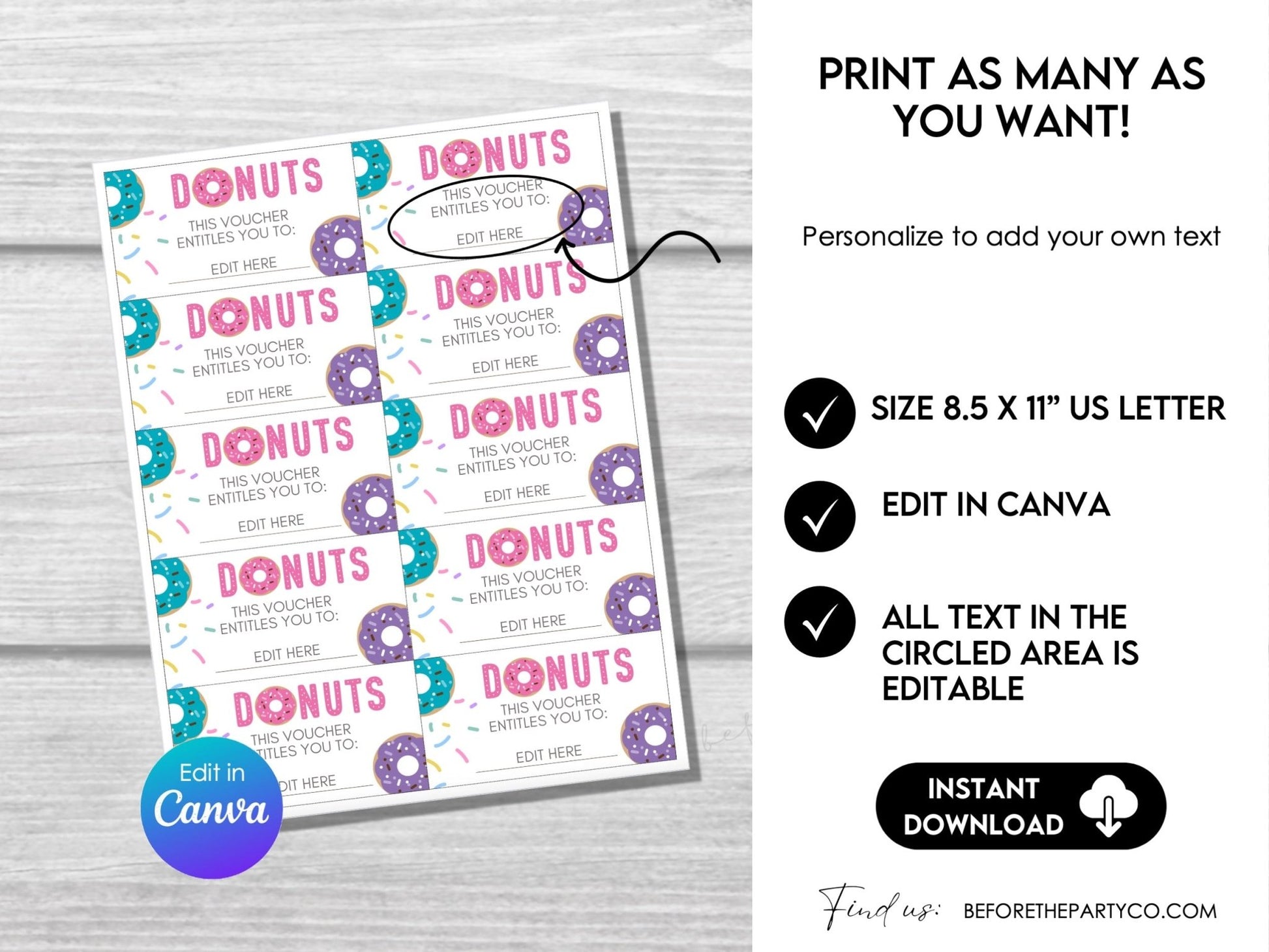 Donut School Fundraiser Flyer 8.5" x 11" – Editable Canva Template