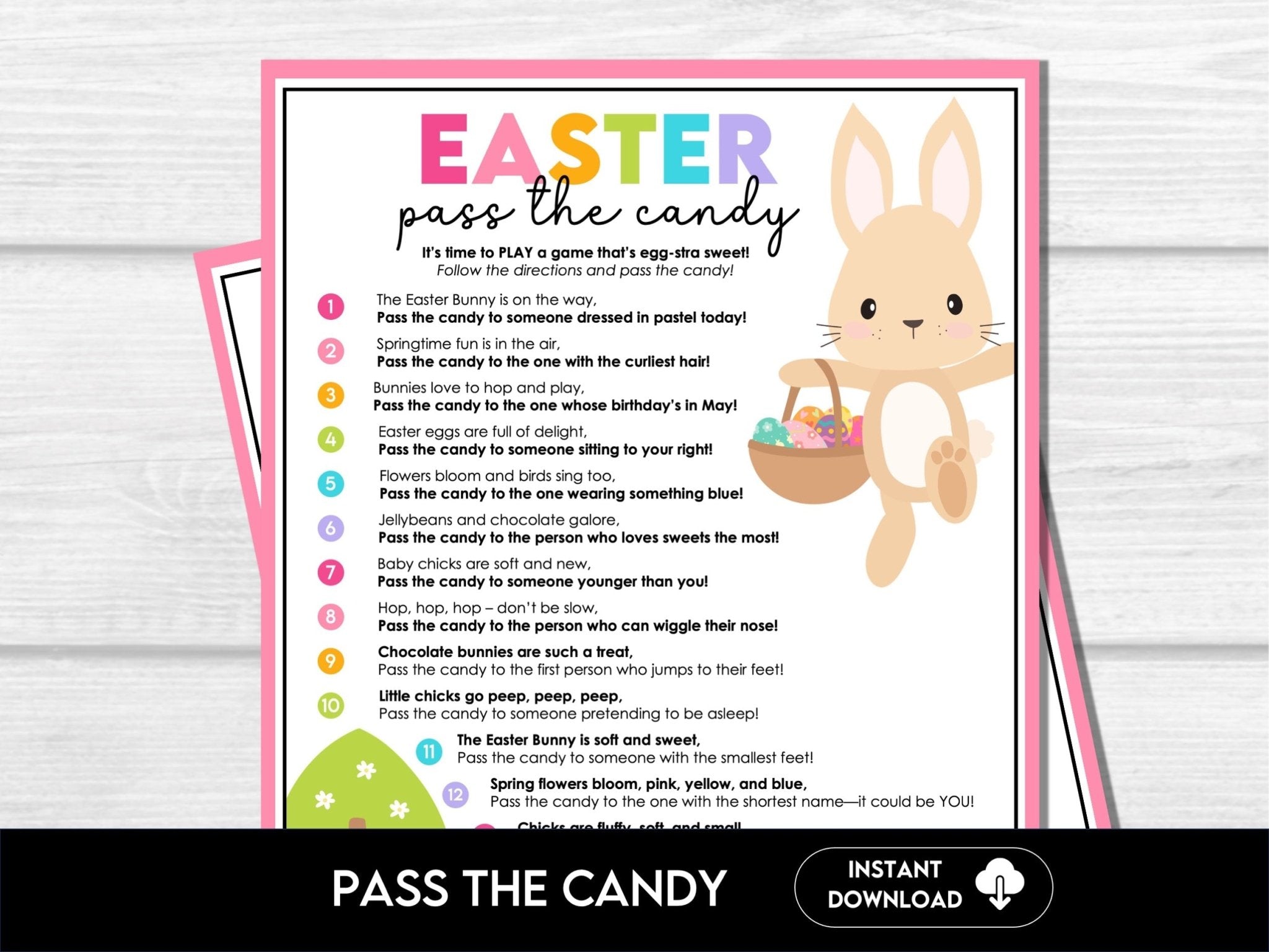 Easter / Spring Pass the Present Printable Party Game