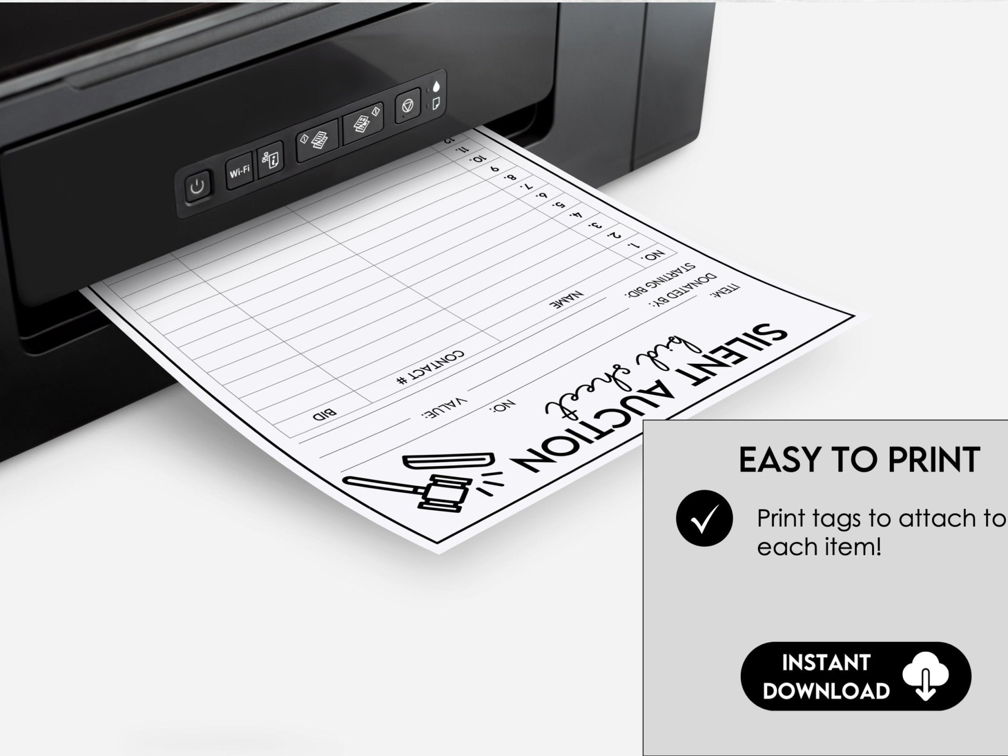 Editable Silent Auction Bid Sheet | Customizable Silent Auction Bidding Form