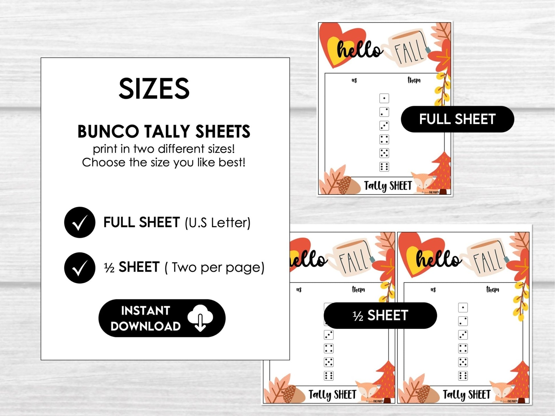 Fall Bunco Score Cards, Autumn Leaves Bunco Score Sheets, FALL harvest Bunco Invitation, Bunco Party Kit