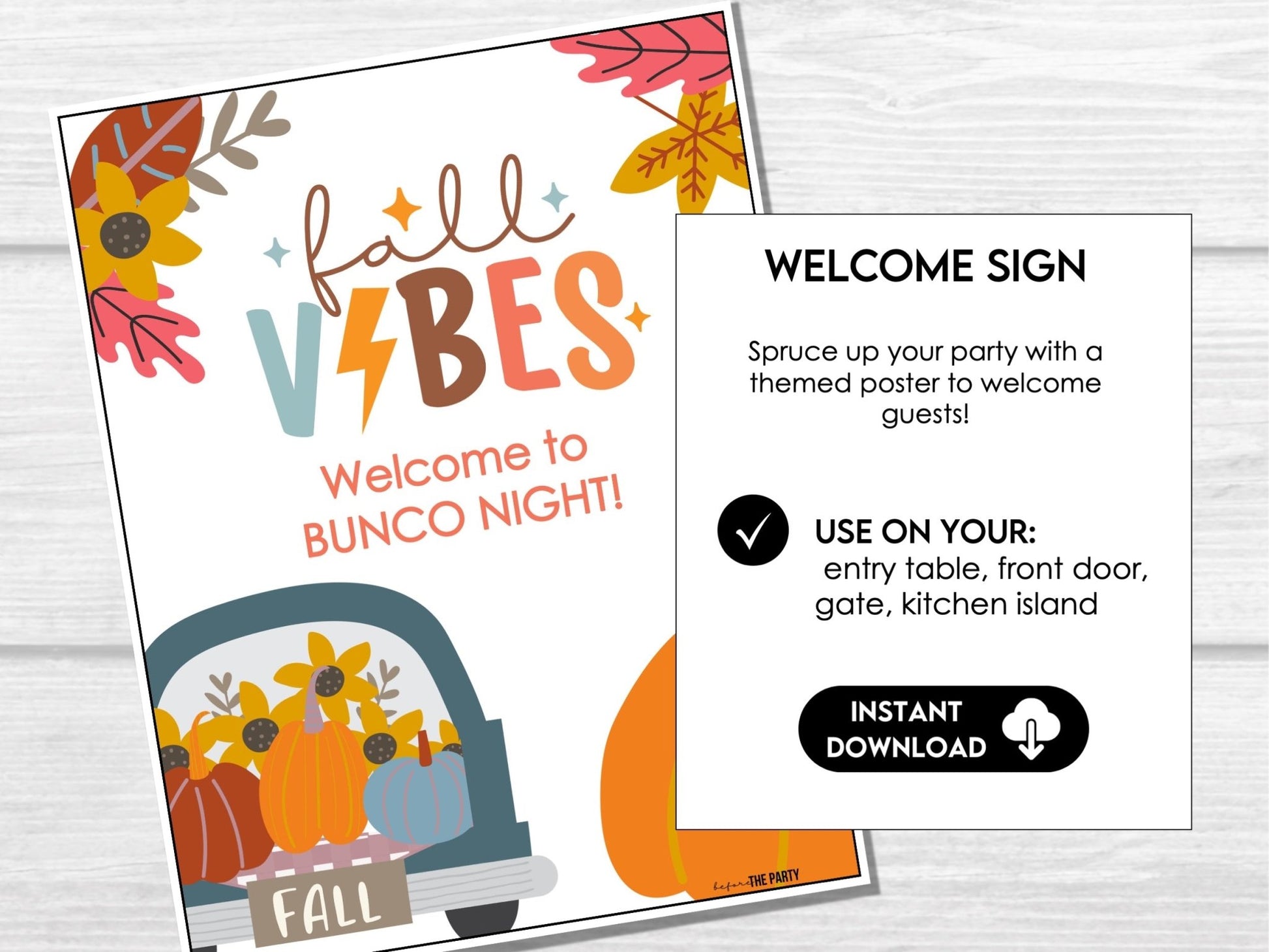 Fall VIBES Bunco Score Cards, Autumn Bunco Score Sheets, FALL Bunco Invitation, Pumpkin Theme