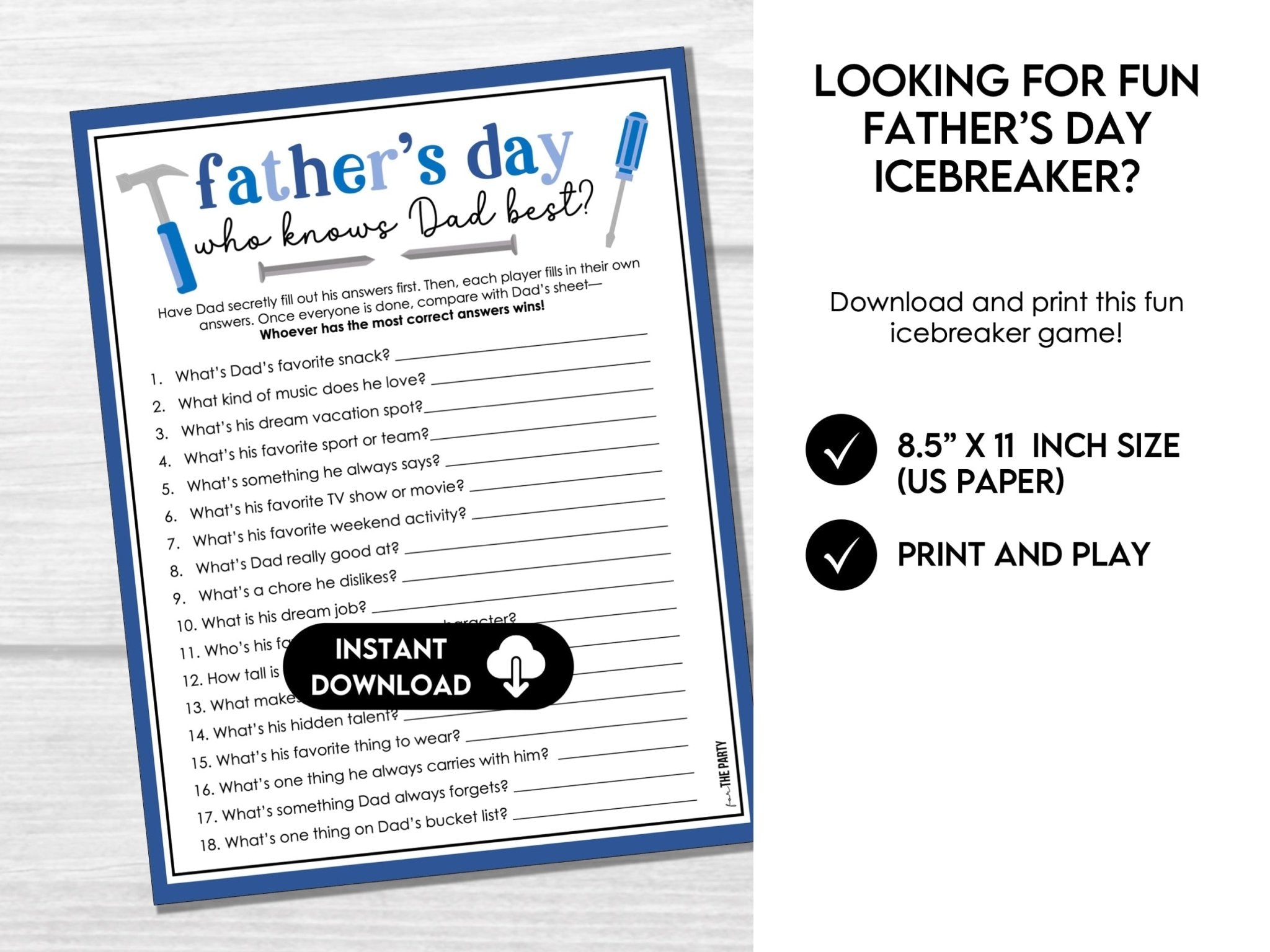 Father's Day Game - Who Know Dad Best?