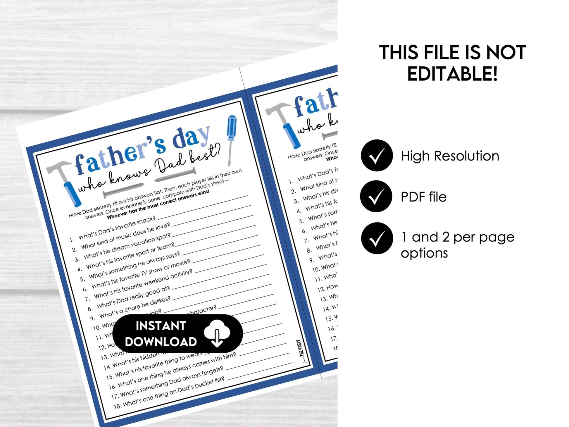Father's Day Game - Who Know Dad Best?