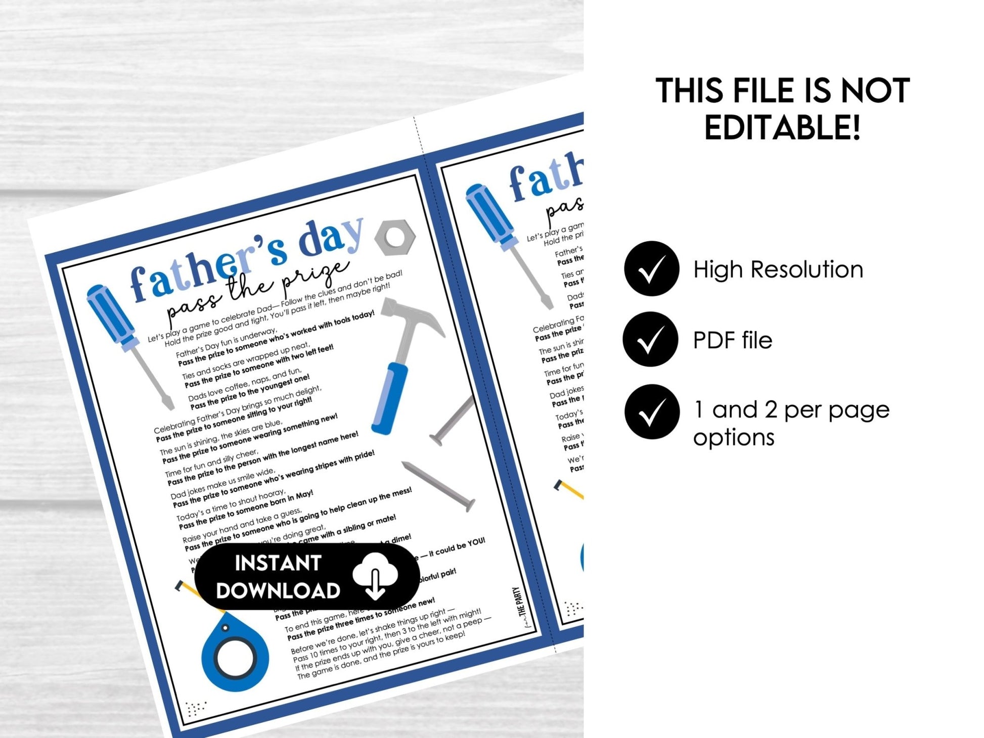 Father’s Day Pass the Prize Game – Printable Party Game