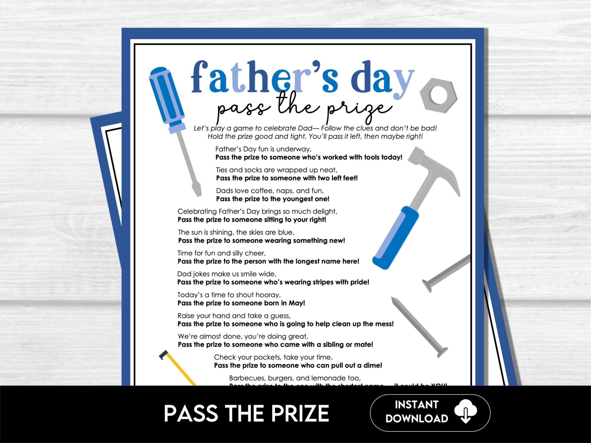 Father’s Day Pass the Prize Game – Printable Party Game