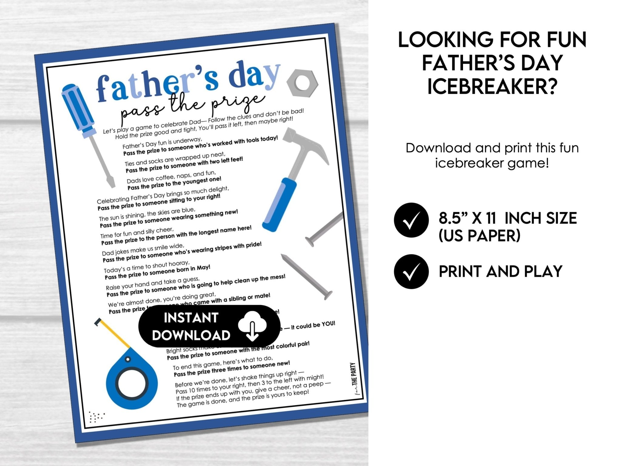 Father’s Day Pass the Prize Game – Printable Party Game