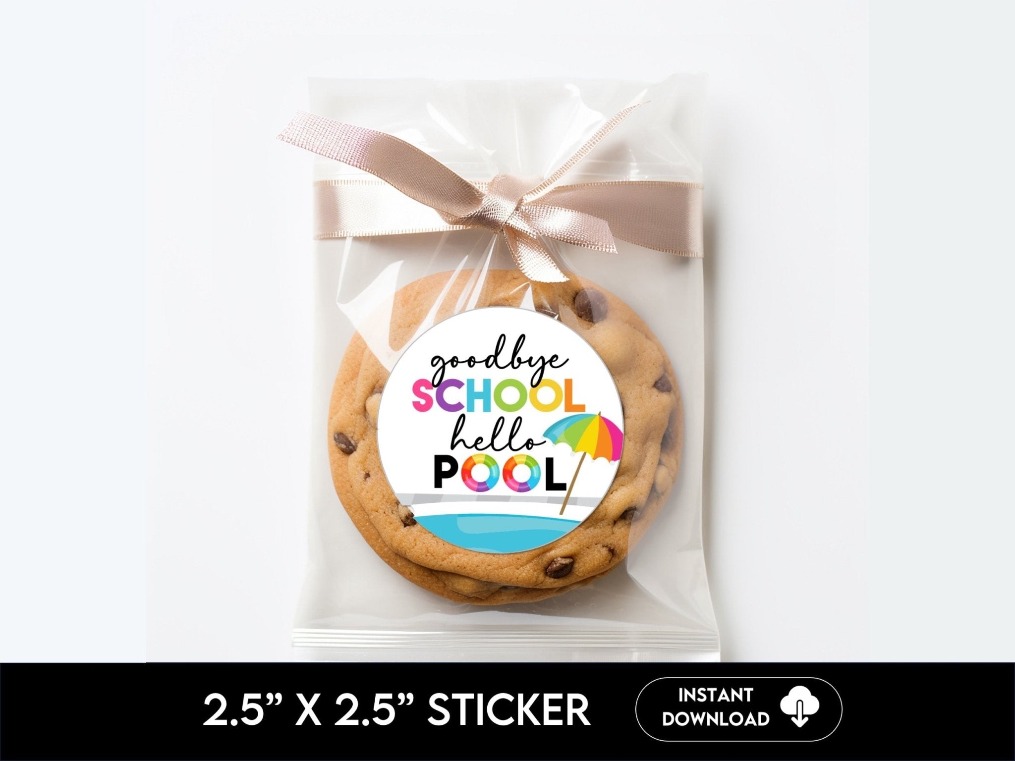 Goodbye School Hello Pool Party Favor Sticker
