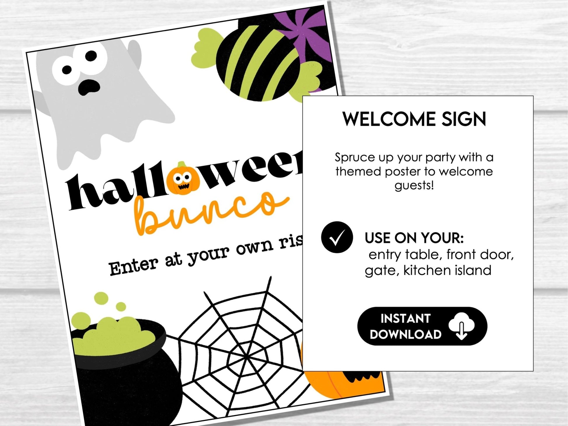 Halloween Bunco Score Card Set, Spooky Score Sheets, October, Bunco Invitation,