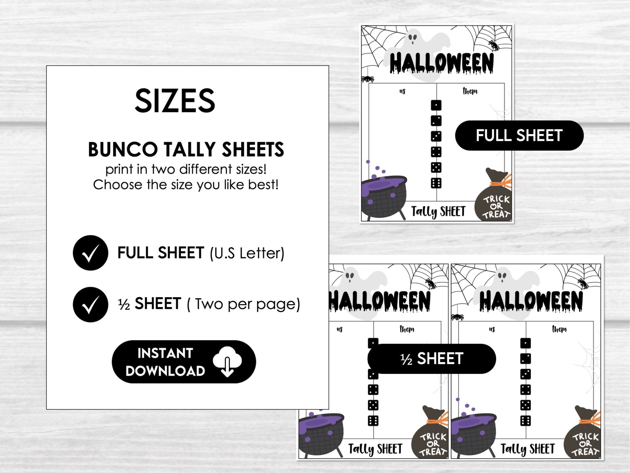 Halloween Bunco Score Cards, Bunco Printables, October Bunco Party Invitation, Tally Sheets