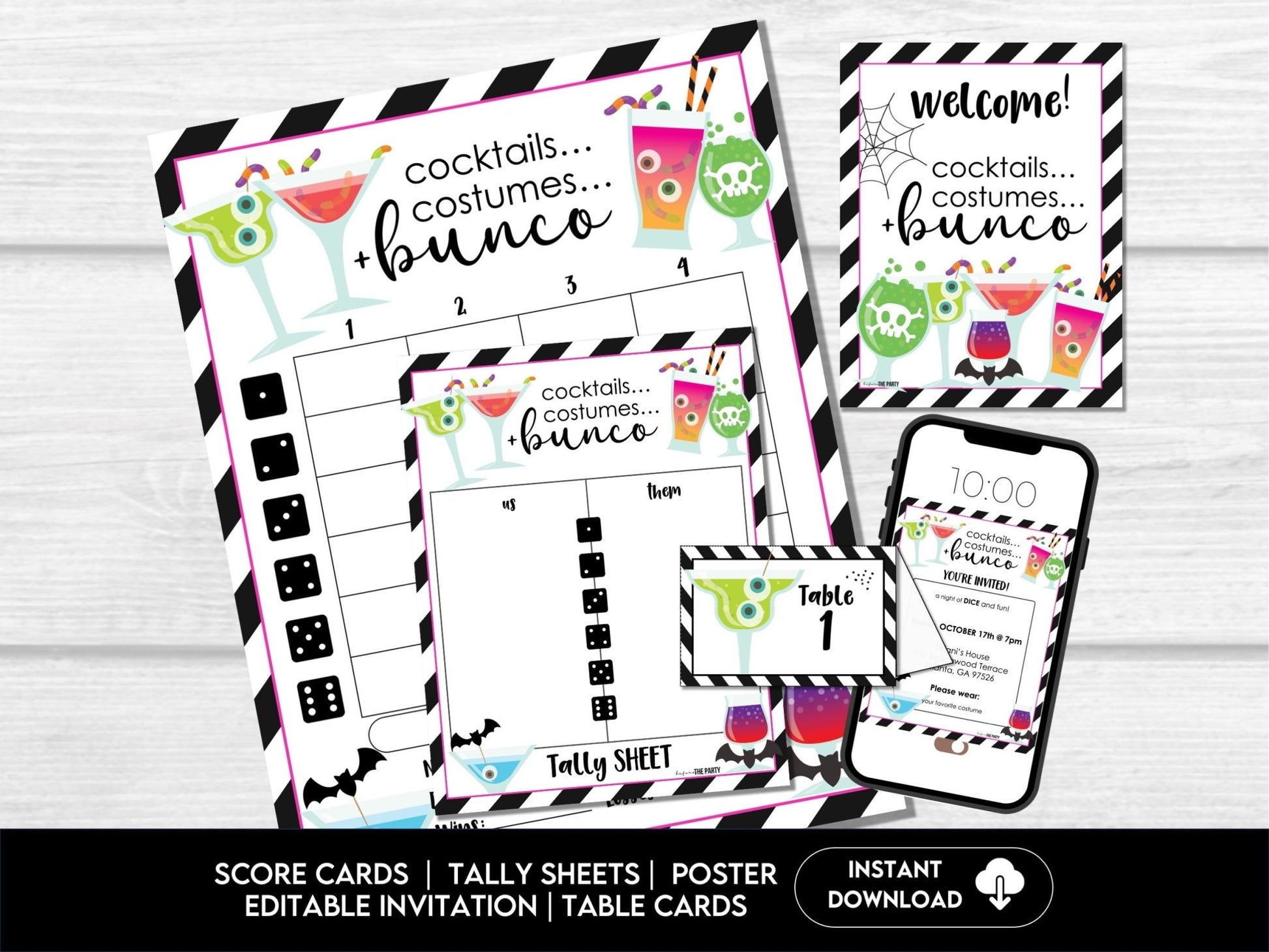 Halloween Bunco Score Cards, Costume Party Bunco, Score Sheets, October Bunco