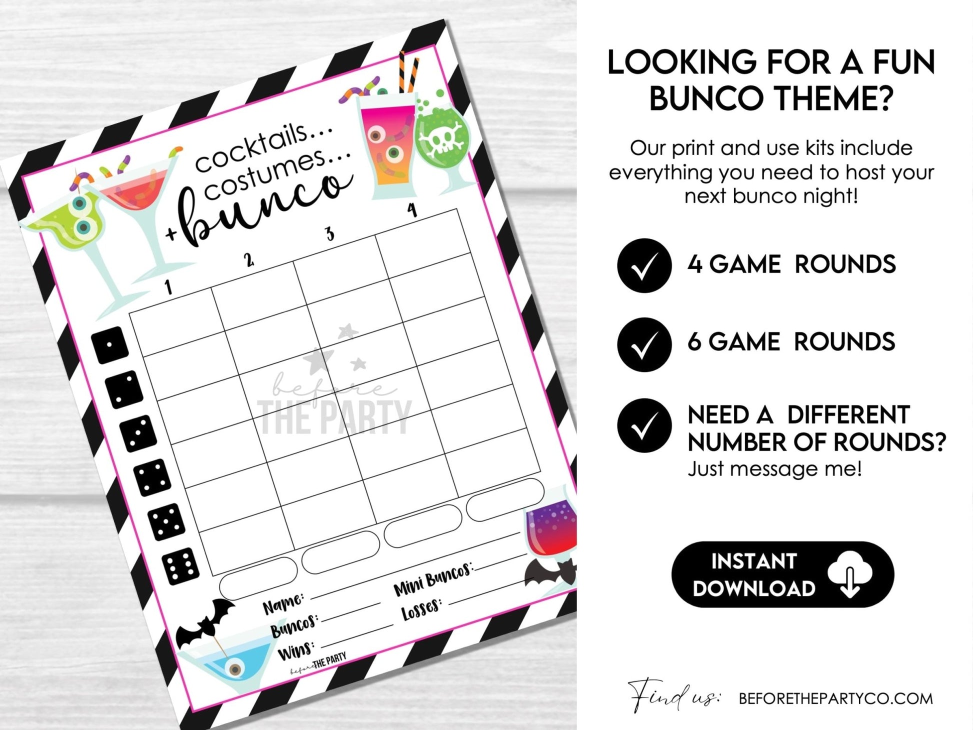 Halloween Bunco Score Cards, Costume Party Bunco, Score Sheets, October Bunco