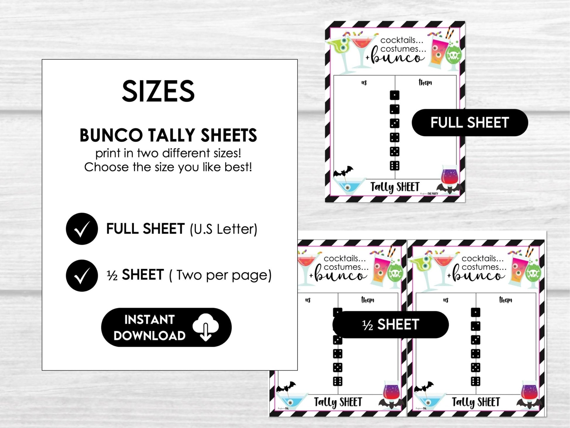 Halloween Bunco Score Cards, Costume Party Bunco, Score Sheets, October Bunco
