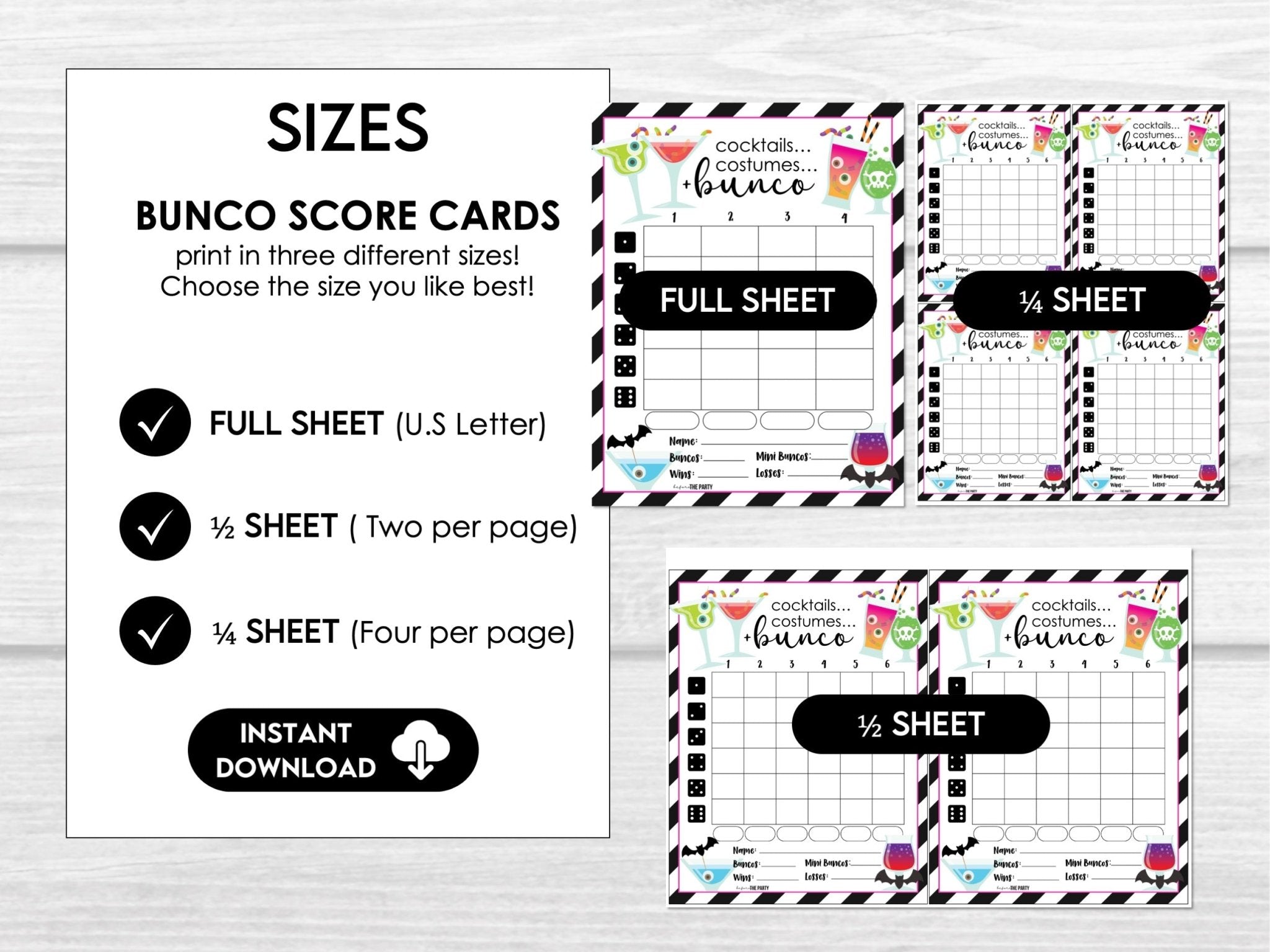 Halloween Bunco Score Cards, Costume Party Bunco, Score Sheets, October Bunco