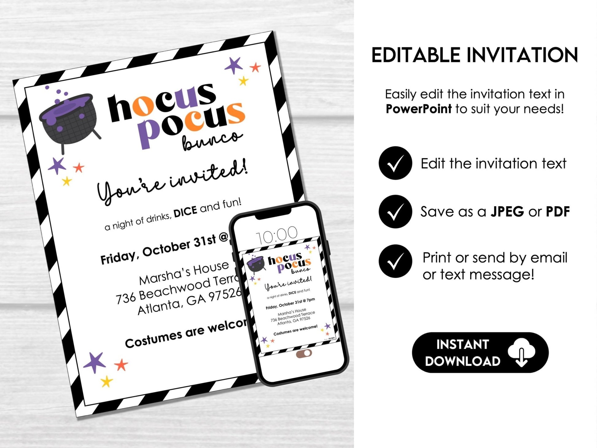 Halloween Bunco Score Cards, Hocus Pocus Score Sheets, October, Bunco Invitation, Halloween Theme