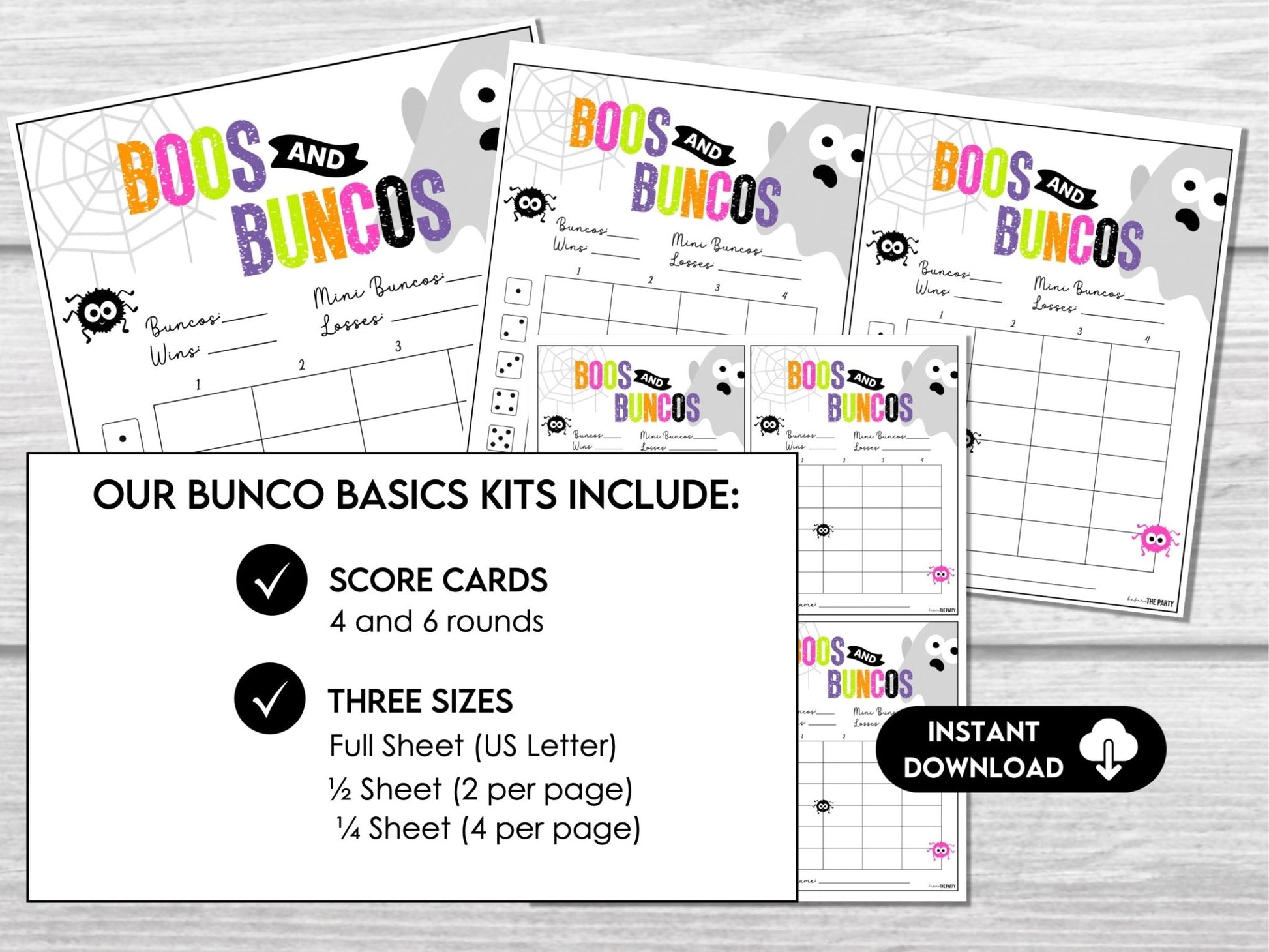 Halloween Bunco Score Sheets, Spooky Bunco Game, Halloween Party Bunco Scorecards | 4 games, 6 games