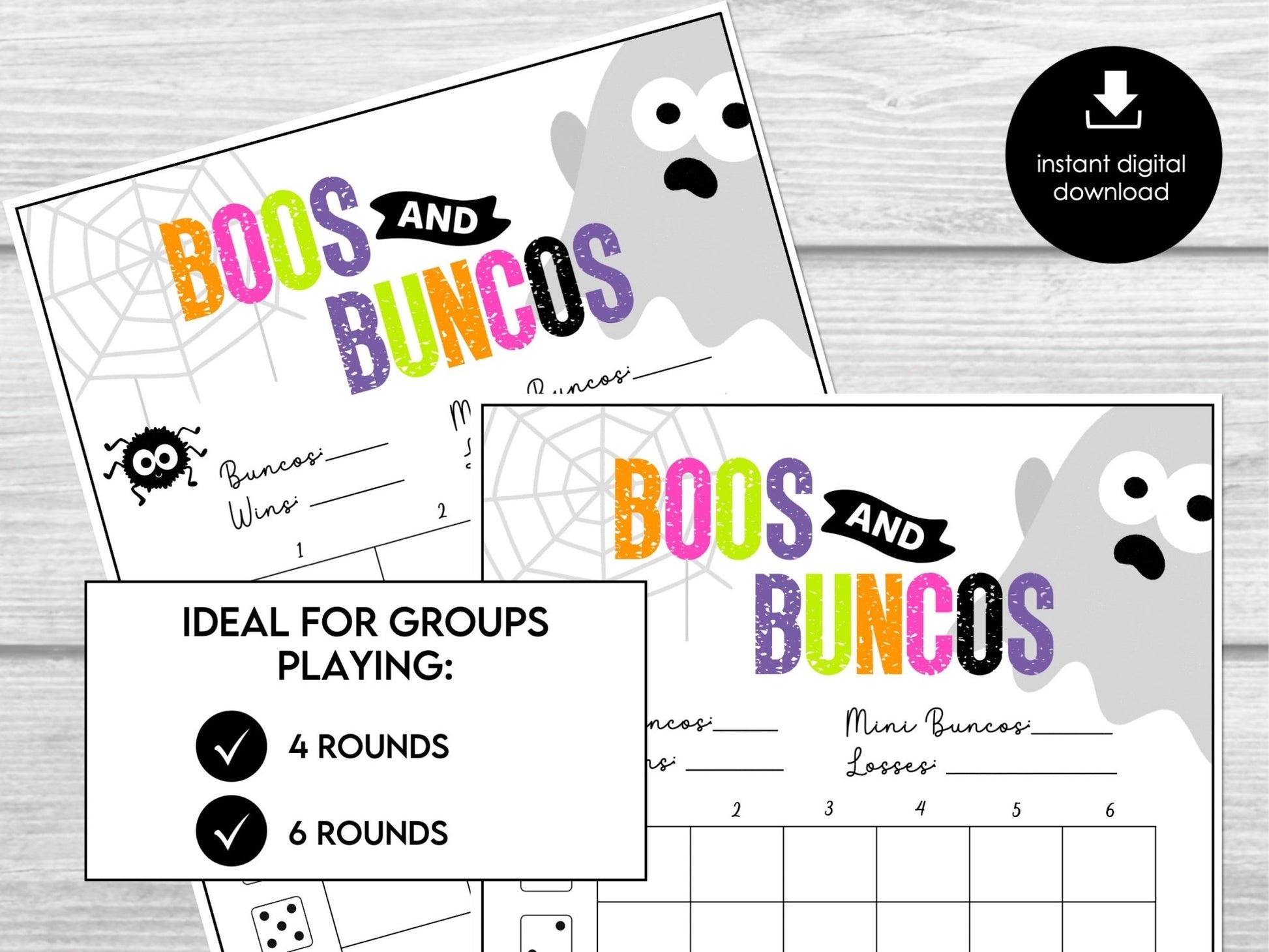 Halloween Bunco Score Sheets, Spooky Bunco Game, Halloween Party Bunco Scorecards | 4 games, 6 games