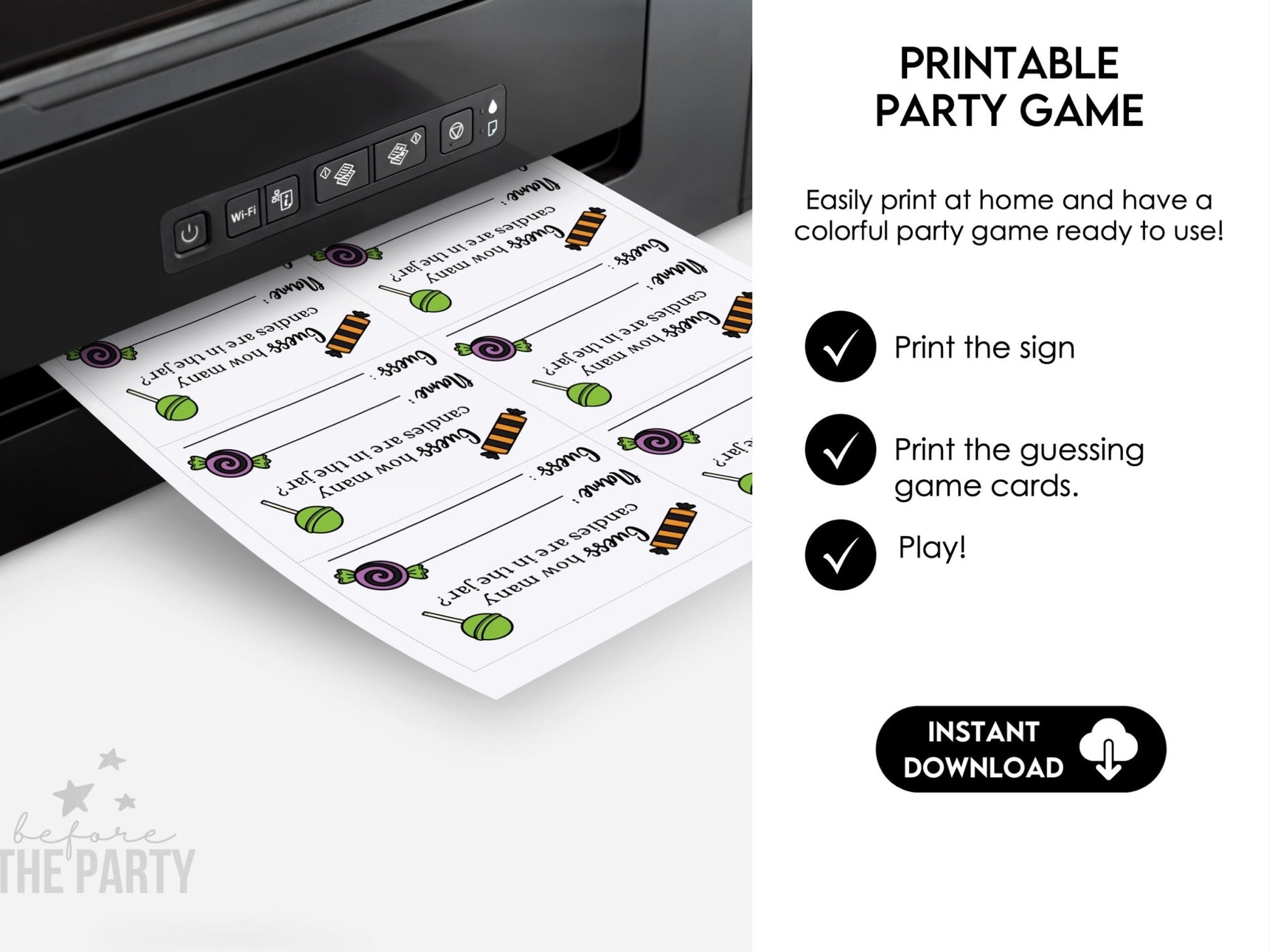Halloween Candy Guessing Game Poster and Cards