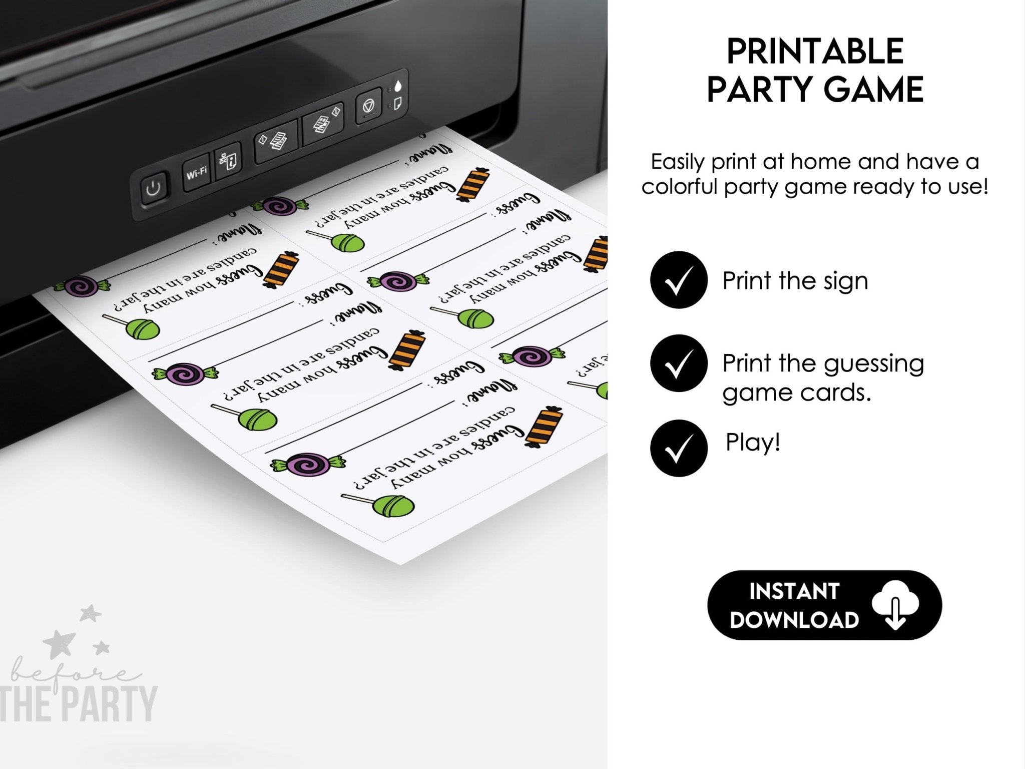 Halloween Candy Guessing Game Poster and Cards