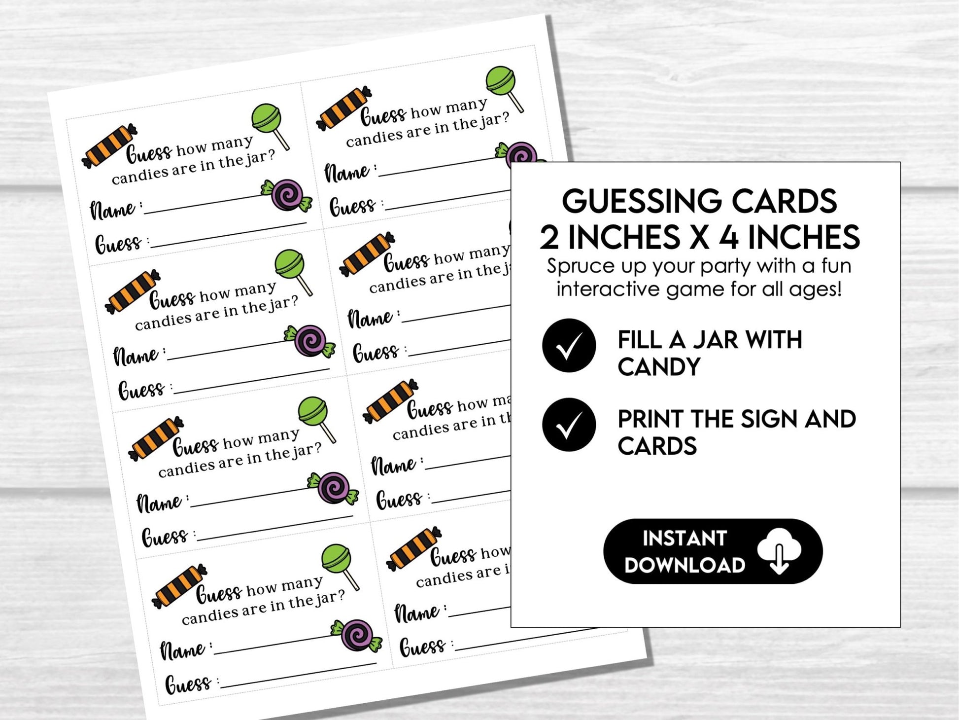 Halloween Candy Guessing Game Poster and Cards