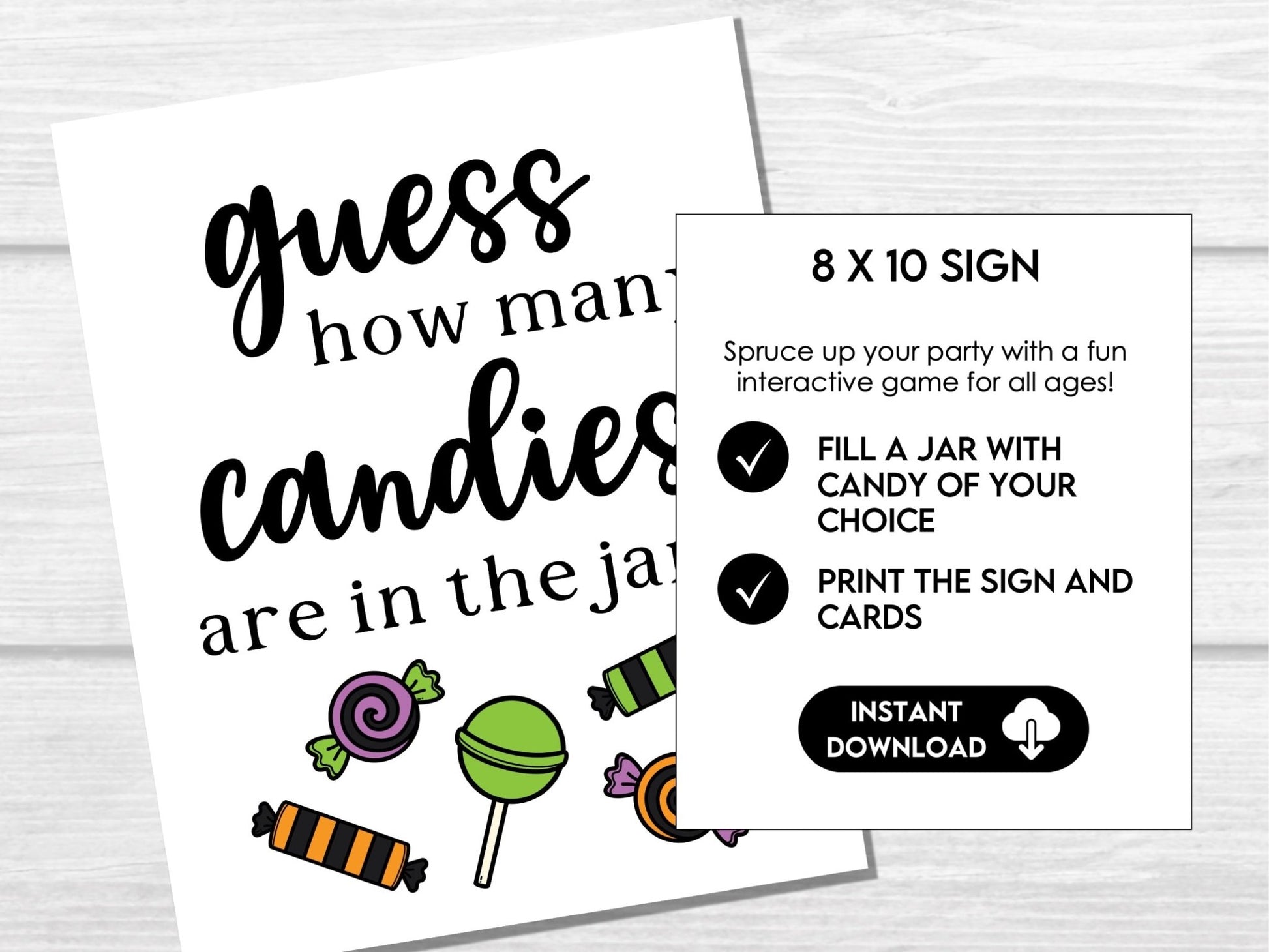 Halloween Candy Guessing Game Poster and Cards