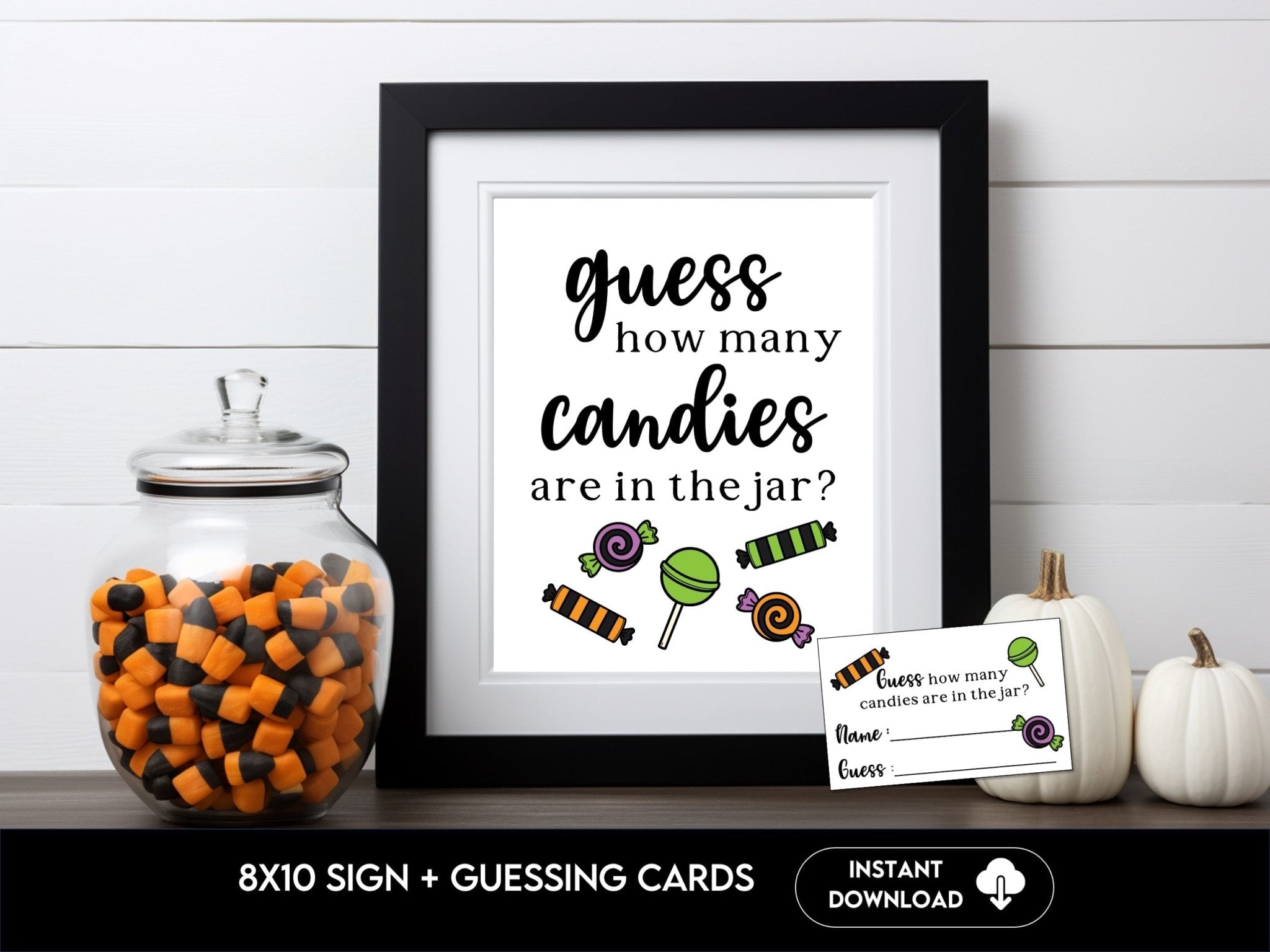 Halloween Candy Guessing Game Poster and Cards