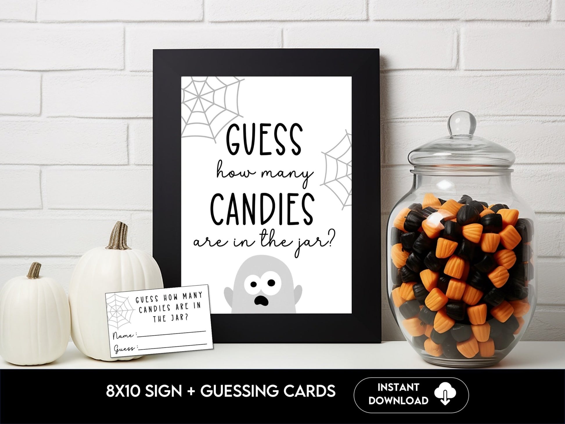 Halloween Candy Party Game - Guessing Game Poster and Cards