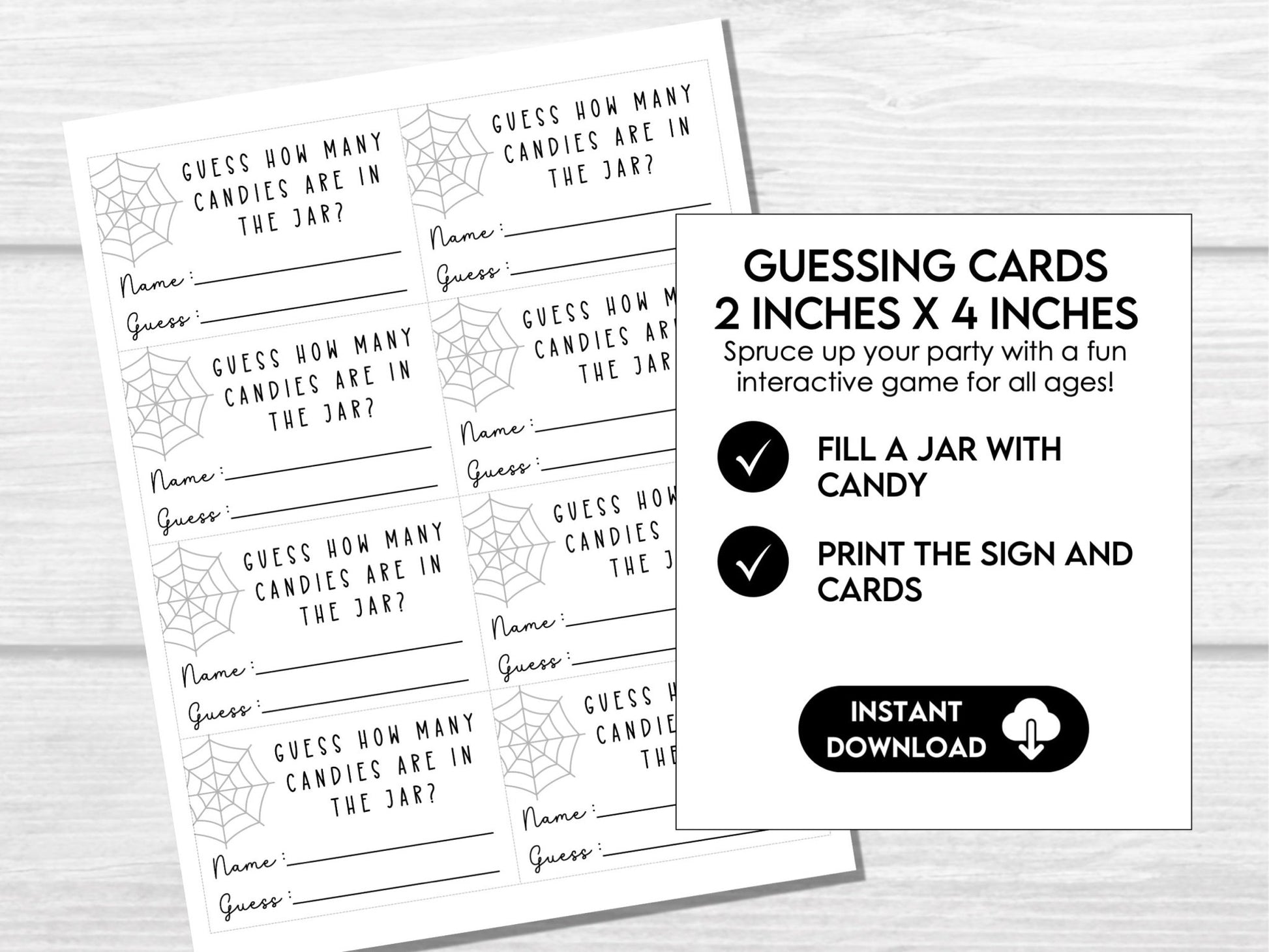 Halloween Candy Party Game - Guessing Game Poster and Cards