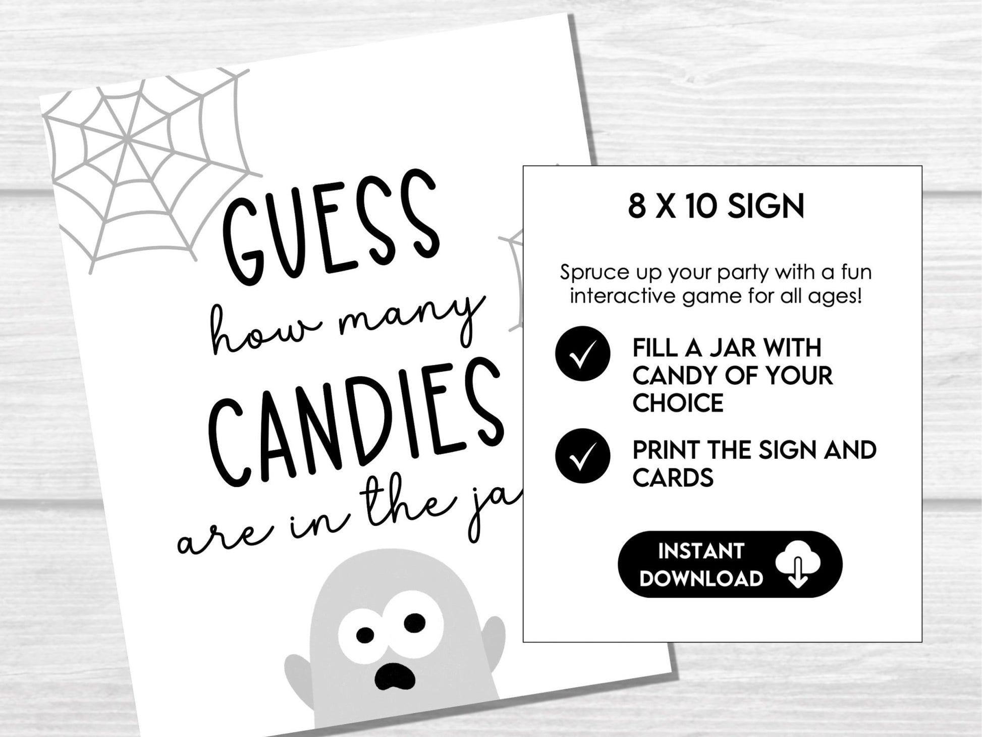 Halloween Candy Party Game - Guessing Game Poster and Cards