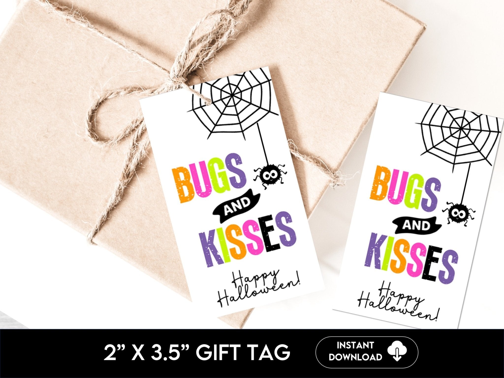 Bugs and Kisses Halloween Favor Tags, Halloween Trick Or Treat Party Favor Tag