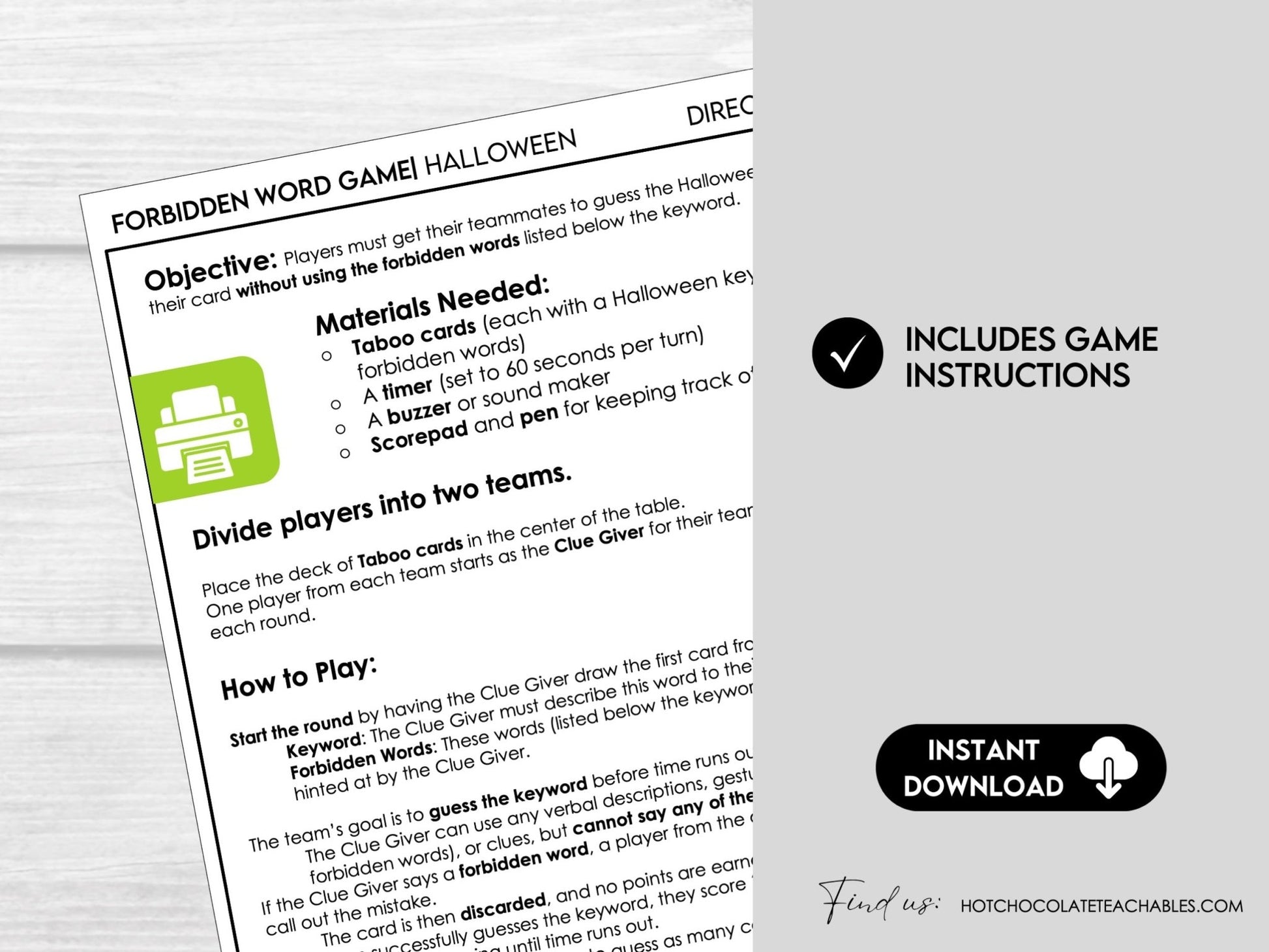 Halloween Word Game Cards | Guess the Word Halloween Party Game | Family Activity