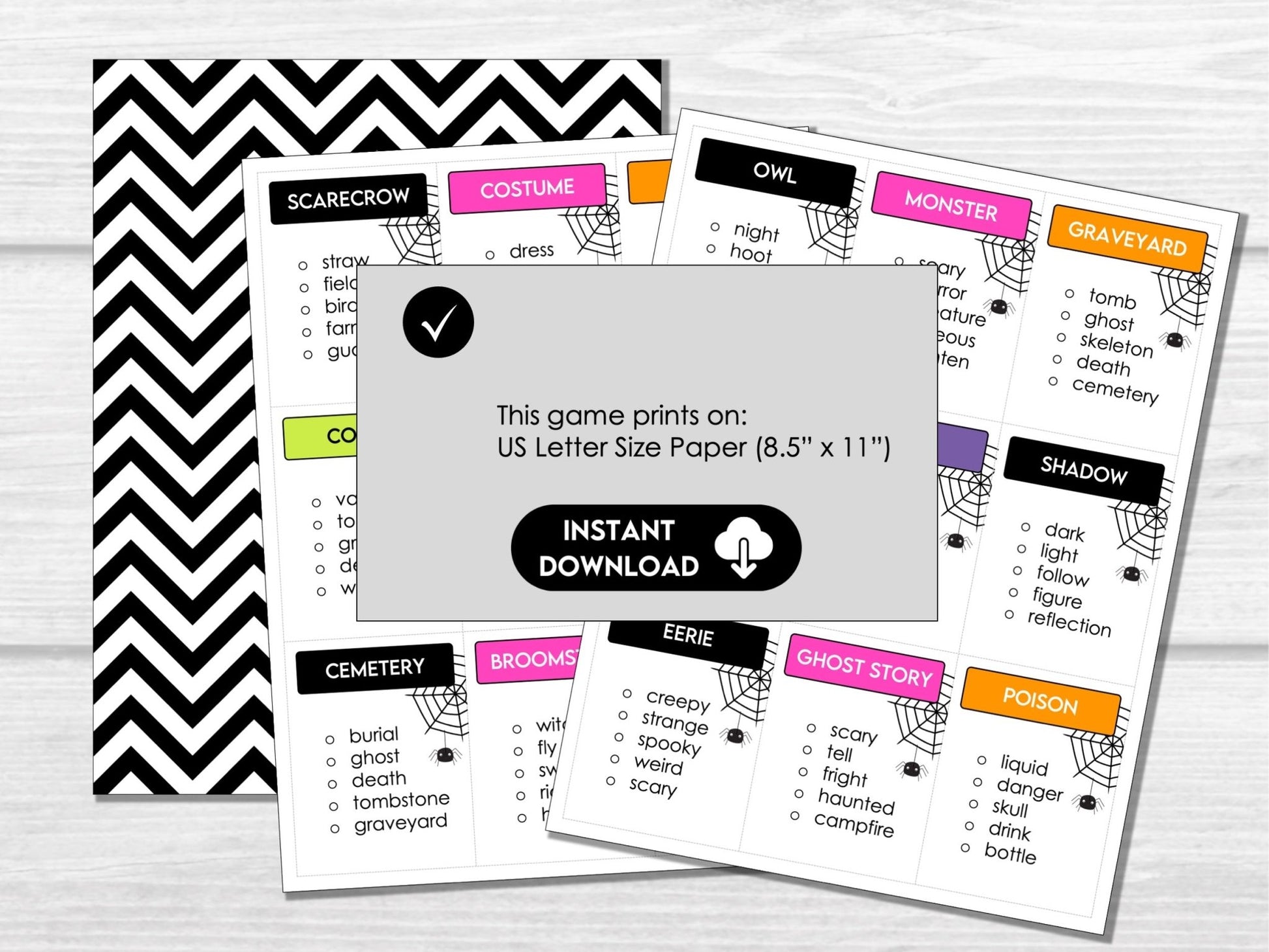 Halloween Word Game Cards | Guess the Word Halloween Party Game | Family Activity